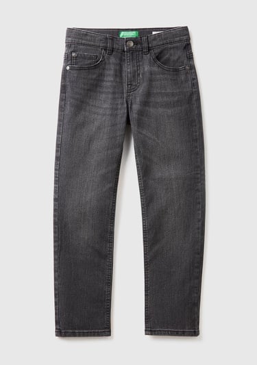  Erkek Çocuk Siyah 5 Cepli Slim Fit Denim Pantolon