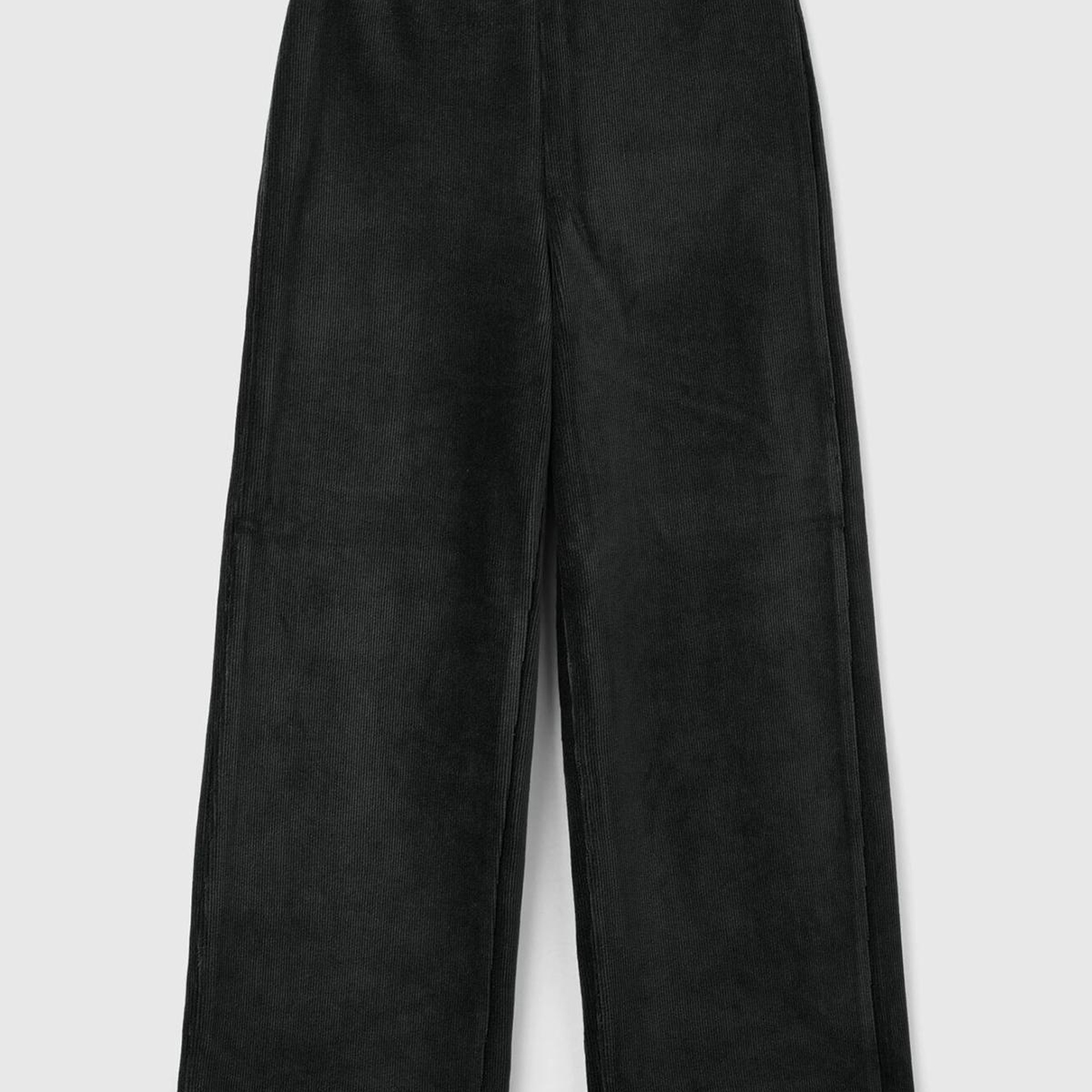 Kız Çocuk Siyah Arkası Logo İşlemeli Düz Palazzo Pantolon