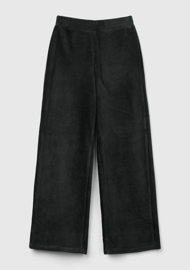  Kız Çocuk Siyah Arkası Logo İşlemeli Düz Palazzo Pantolon