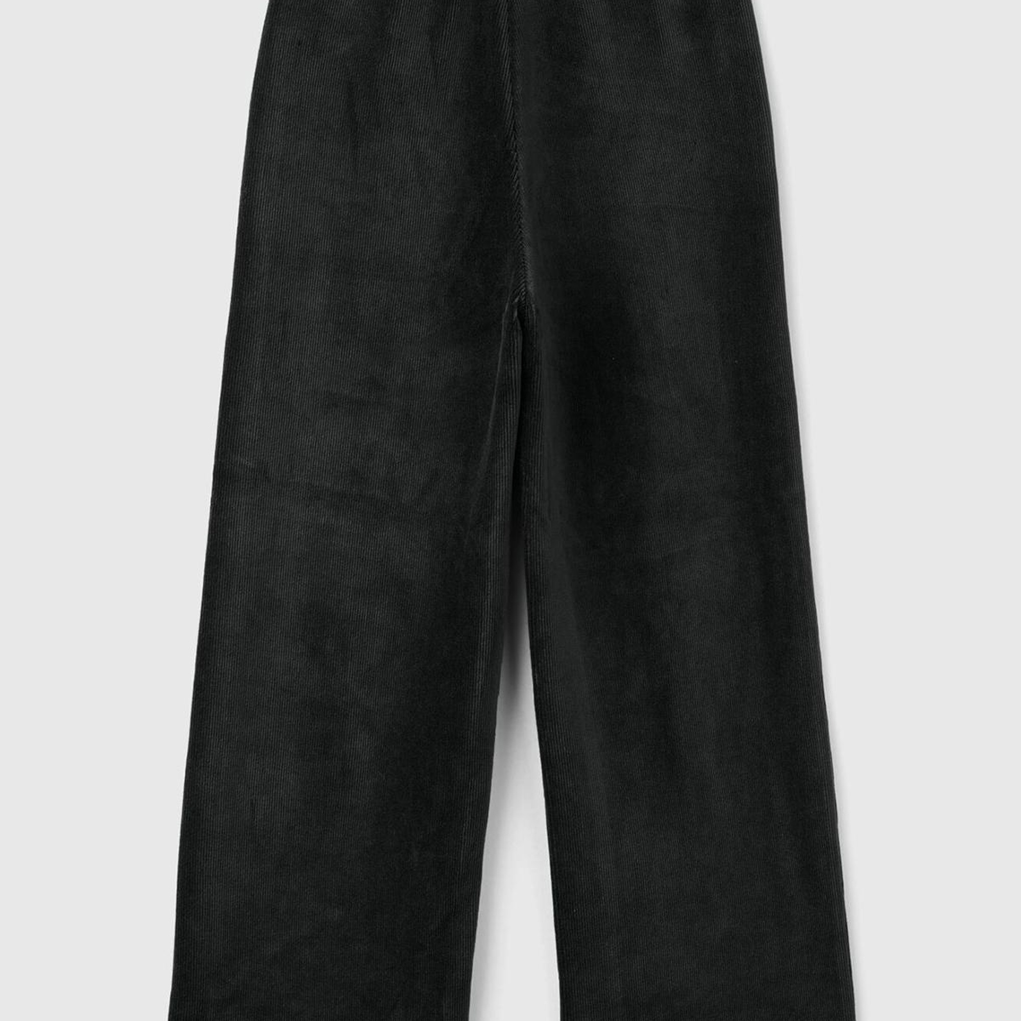 Kız Çocuk Siyah Arkası Logo İşlemeli Düz Palazzo Pantolon