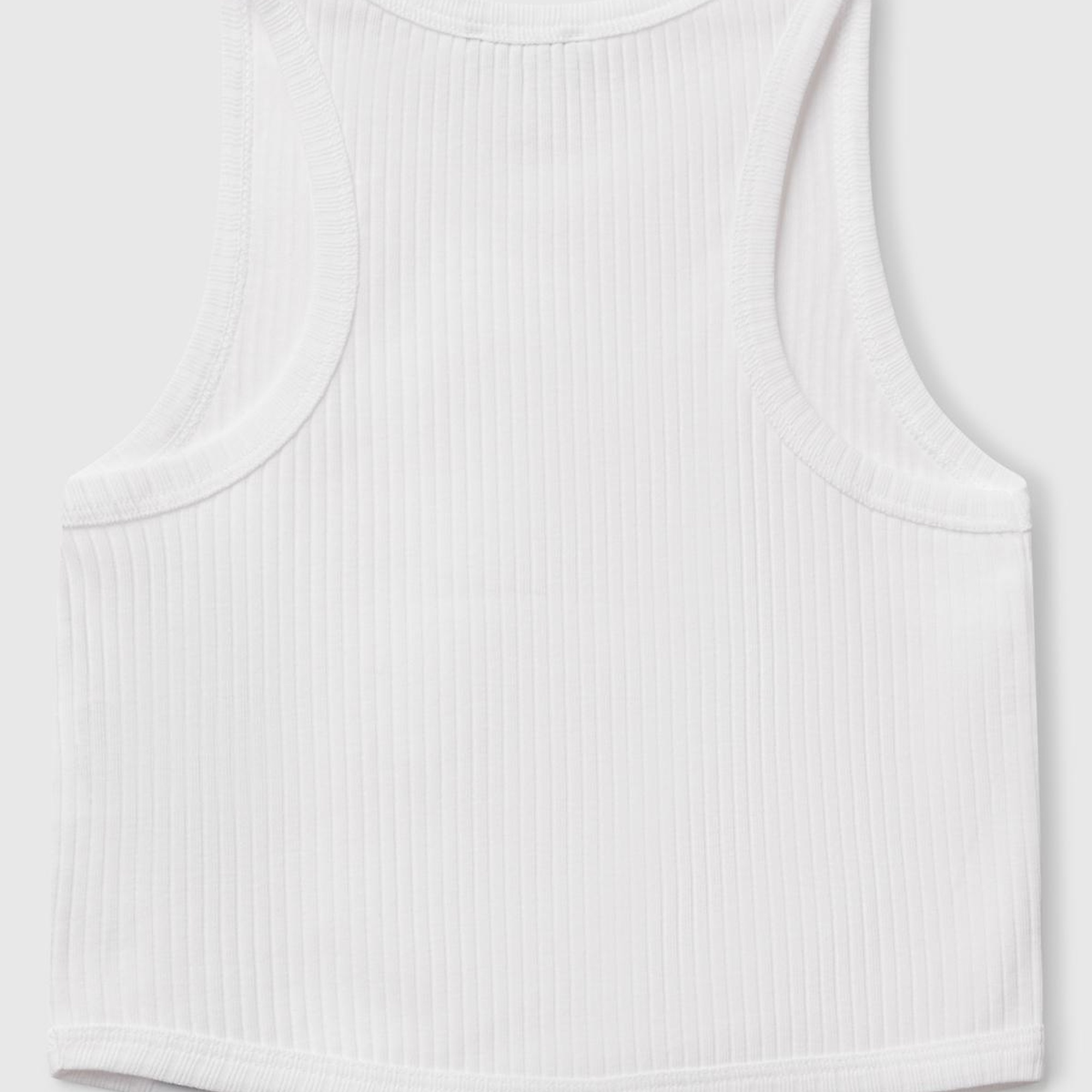 Kız Çocuk Beyaz Fitilli Crop Atlet