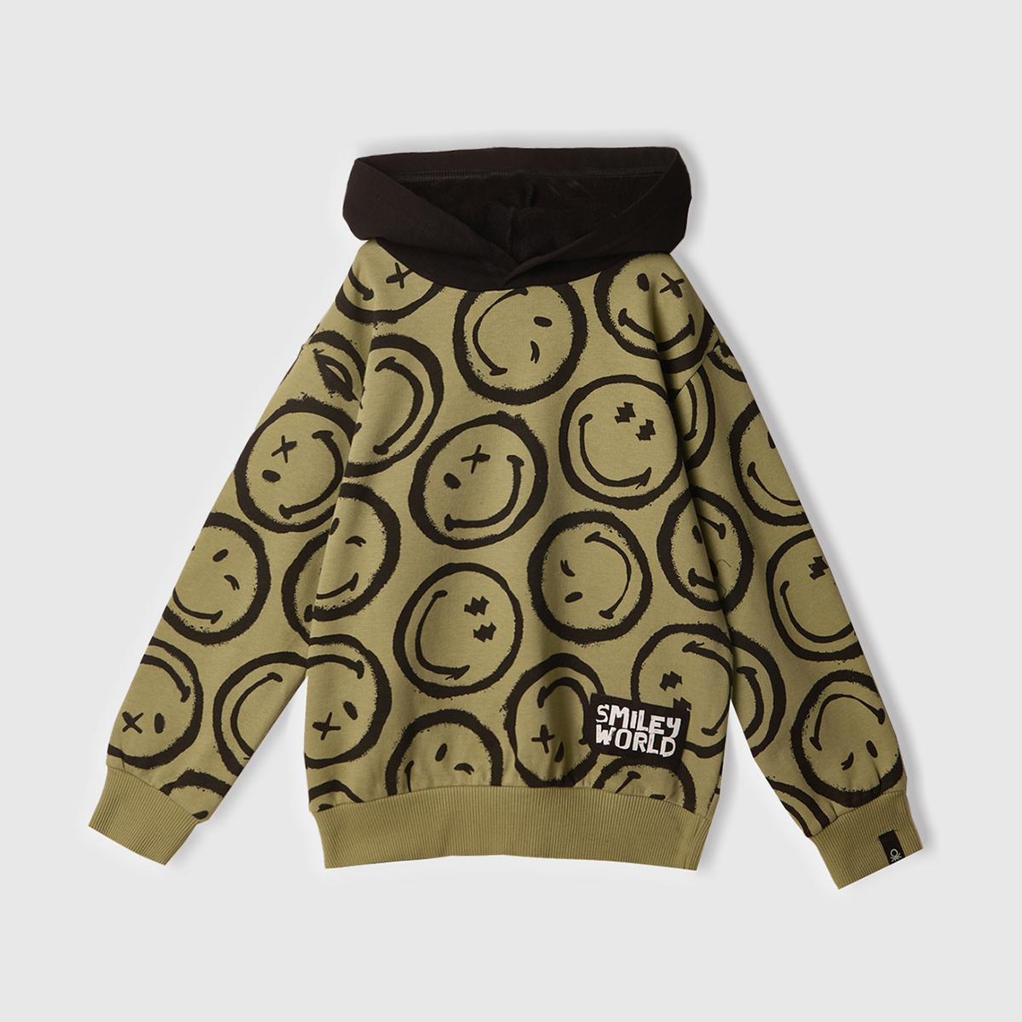 Erkek Çocuk Haki Tamamı Baskılı Kapüşonlu  Sweatshirt