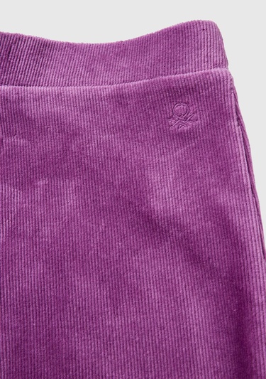  Kız Çocuk Mor Arkası Logo İşlemeli Düz Palazzo Pantolon