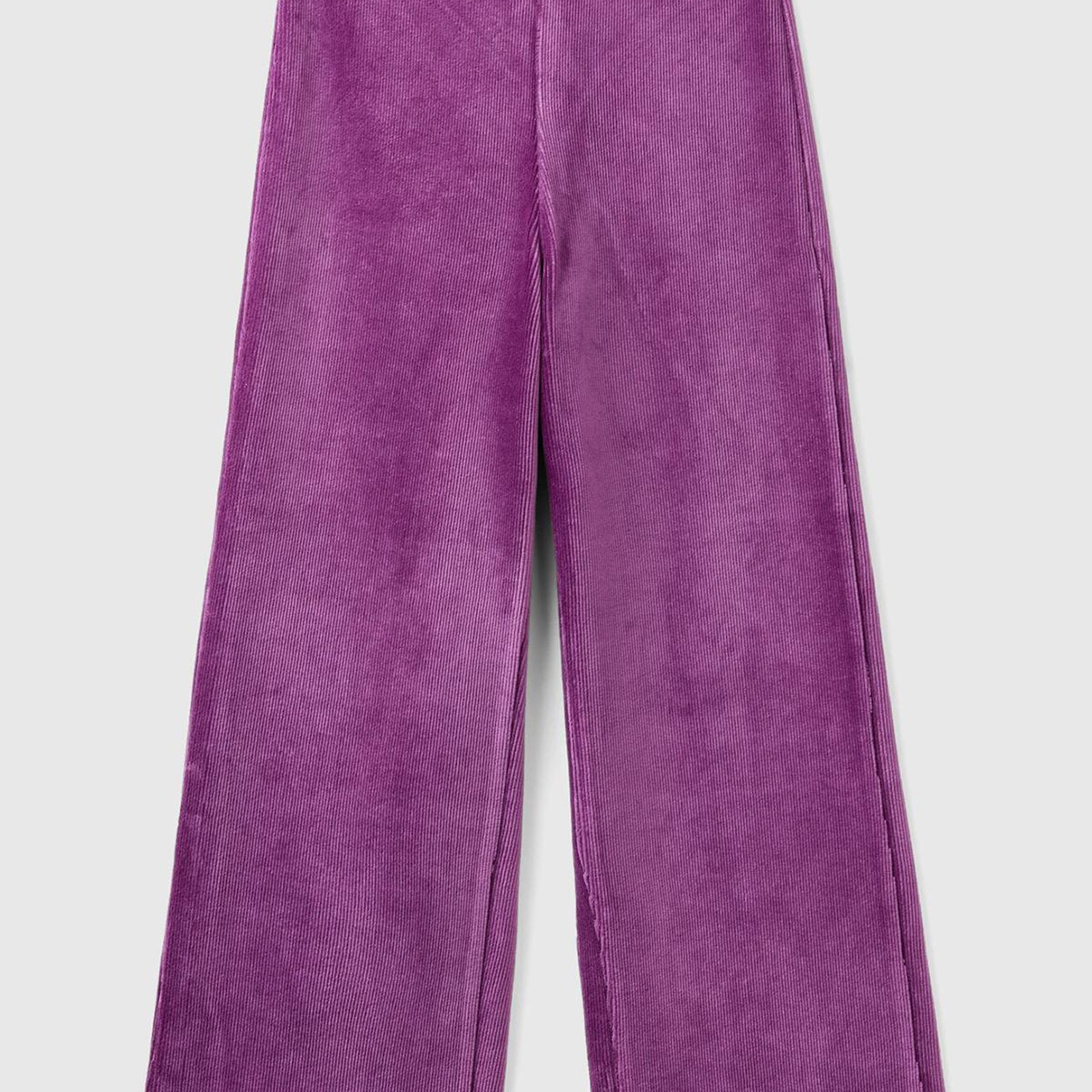 Kız Çocuk Mor Arkası Logo İşlemeli Düz Palazzo Pantolon