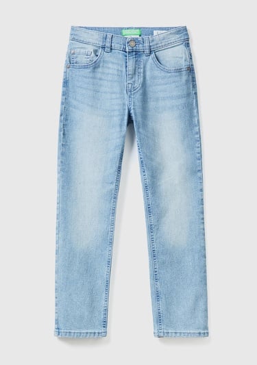  Erkek Çocuk Açık Denim 5 Cepli Slim Fit Denim Pantolon