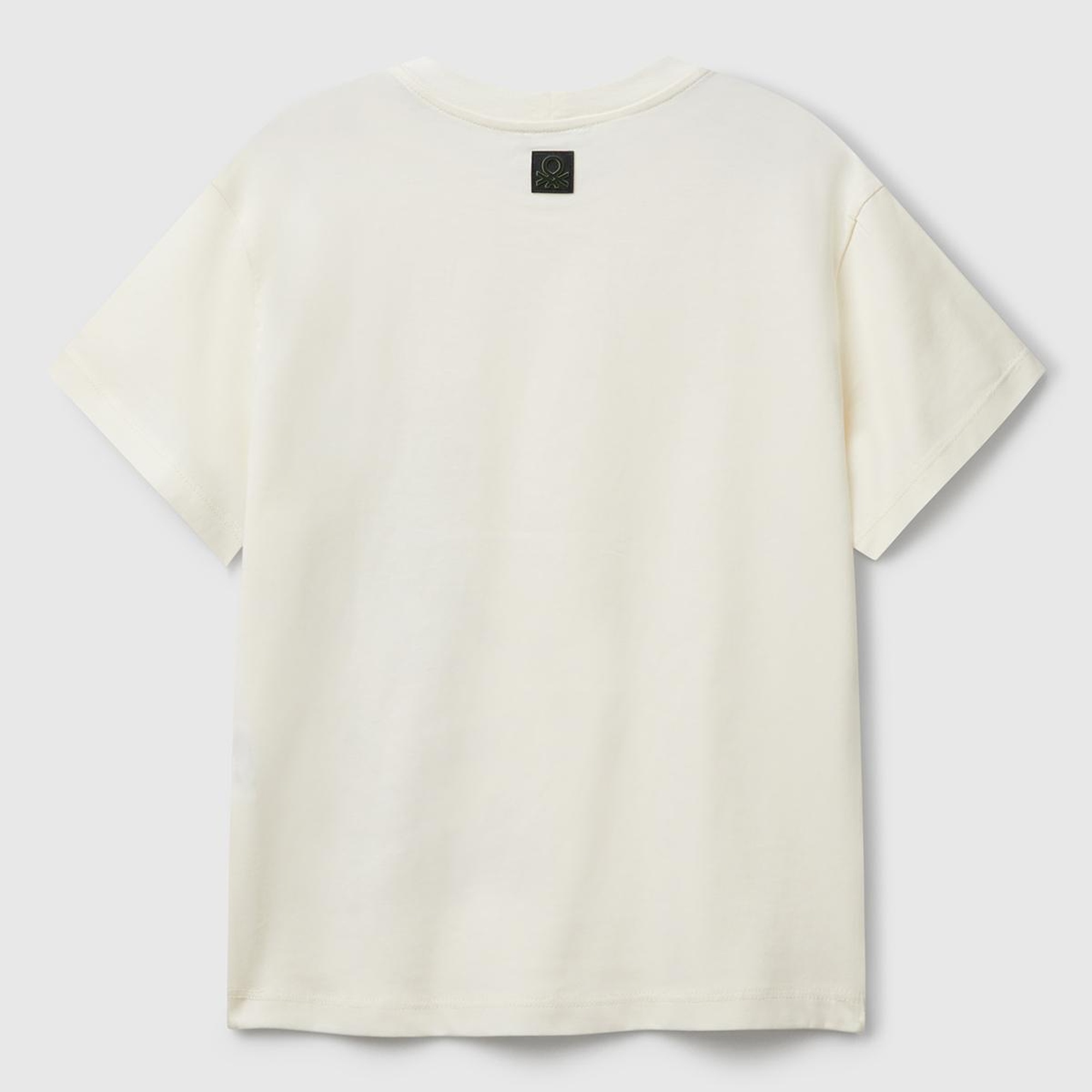 Erkek Çocuk Ekru Baskılı Arkası Logo Etiketli T-Shirt