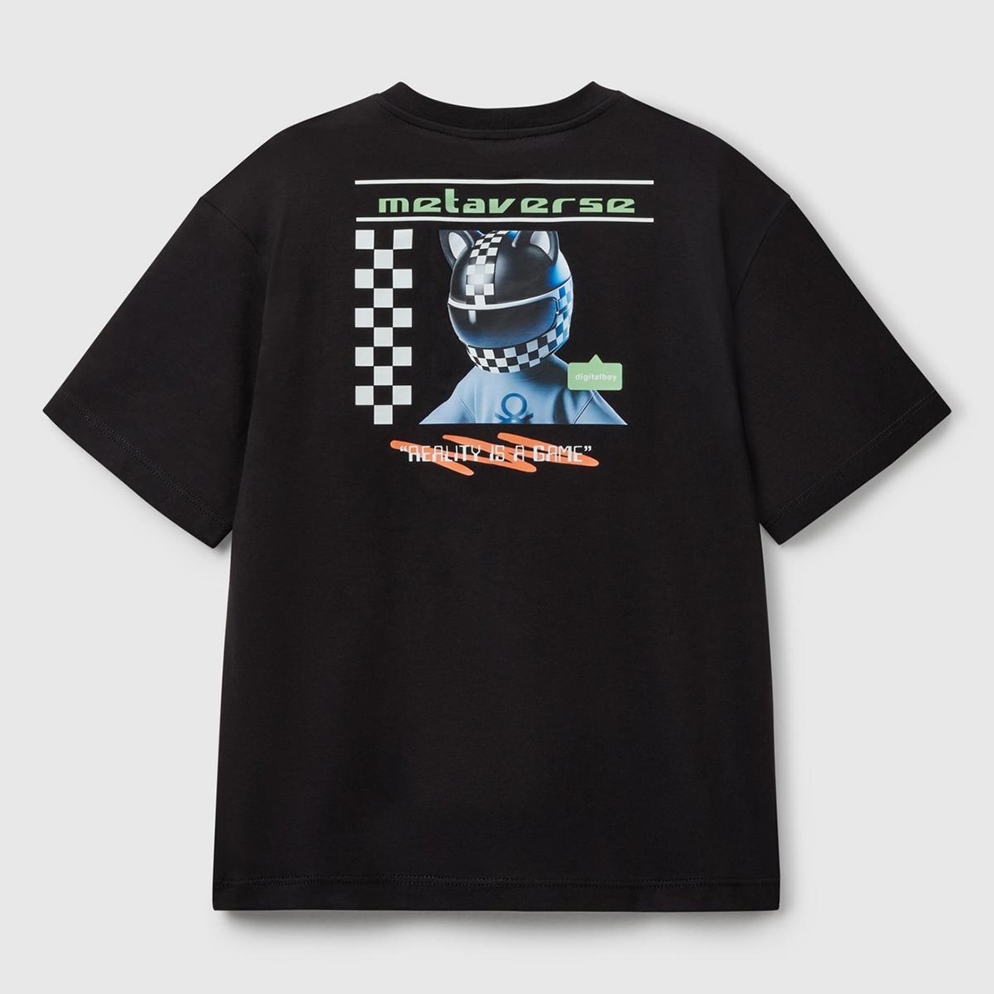 Erkek Çocuk Siyah Baskılı Arkası Logo Etiketli T-Shirt