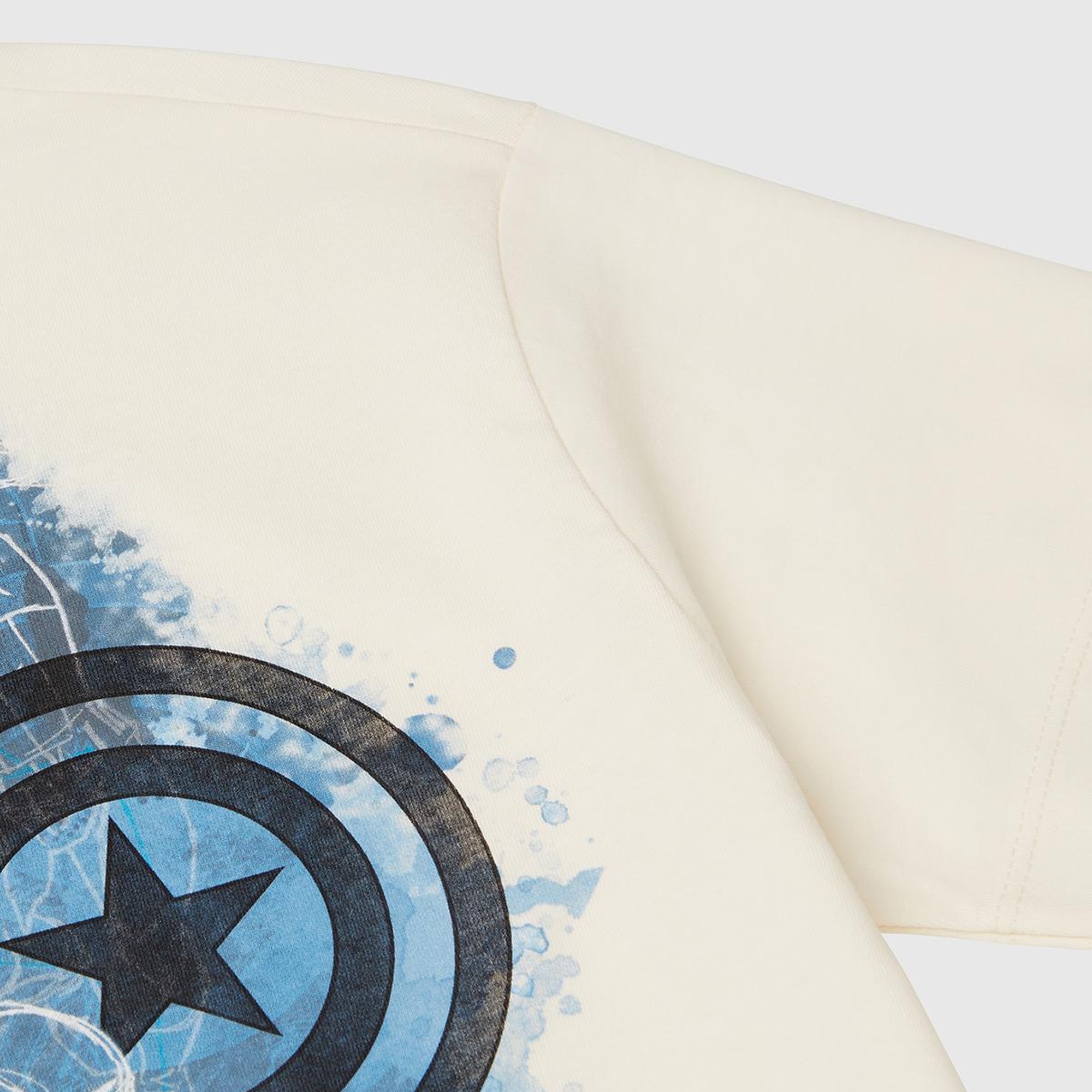 Erkek Çocuk Ekru Marvel Kahraman Baskılı Logo Etiketli T-Shirt