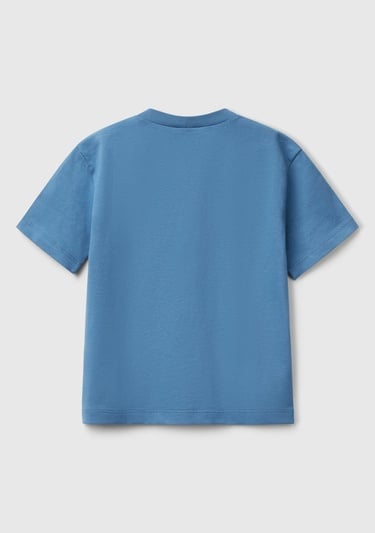  Erkek Çocuk Havacı Mavi Marvel Kahraman Baskılı Logo Etiketli T-Shirt