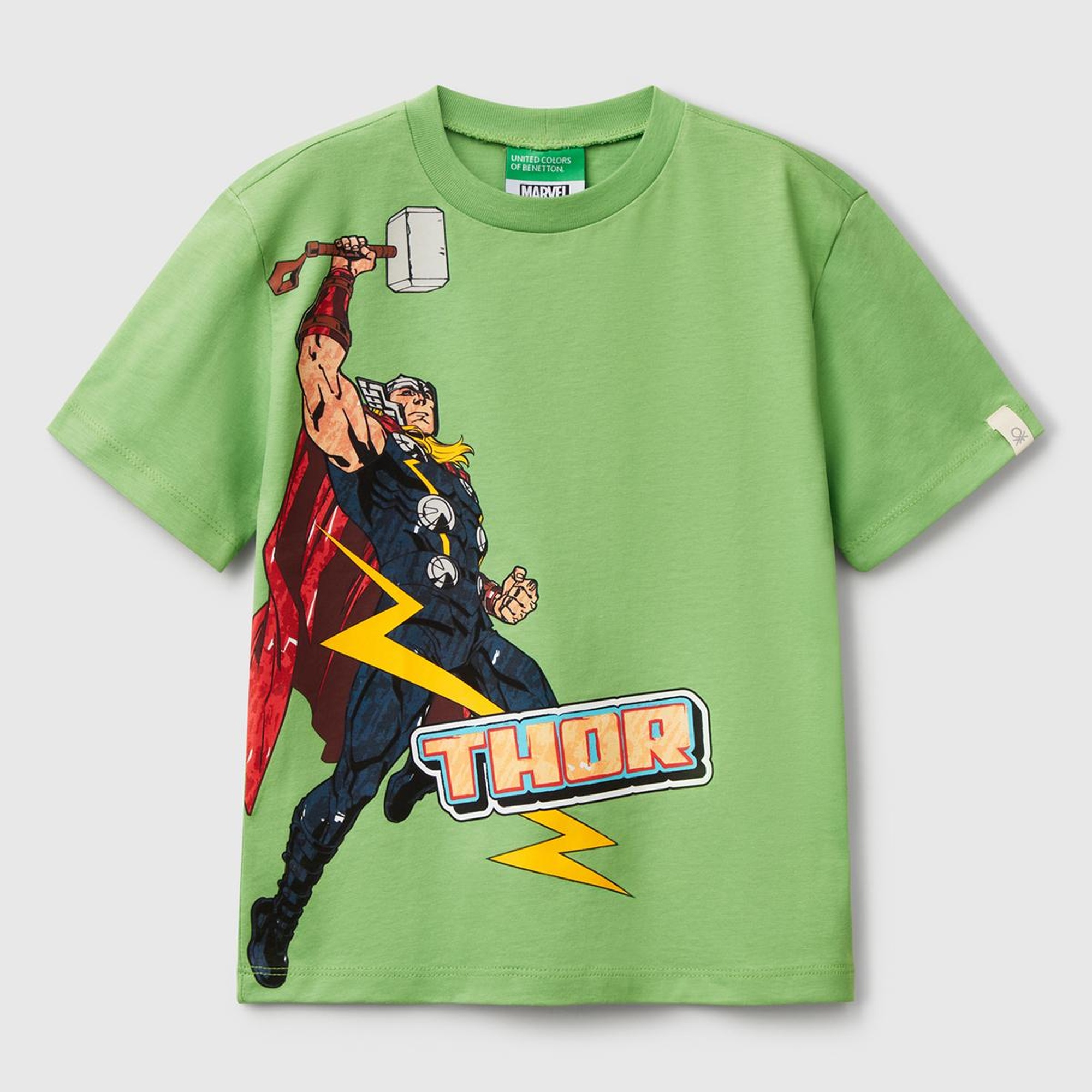 Erkek Çocuk Fıstık Yeşili Marvel Kahraman Baskılı Logo Etiketli T-Shirt