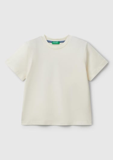  Erkek Çocuk Ekru Fotoğraf Baskılı Bisiklet Yaka T-Shirt