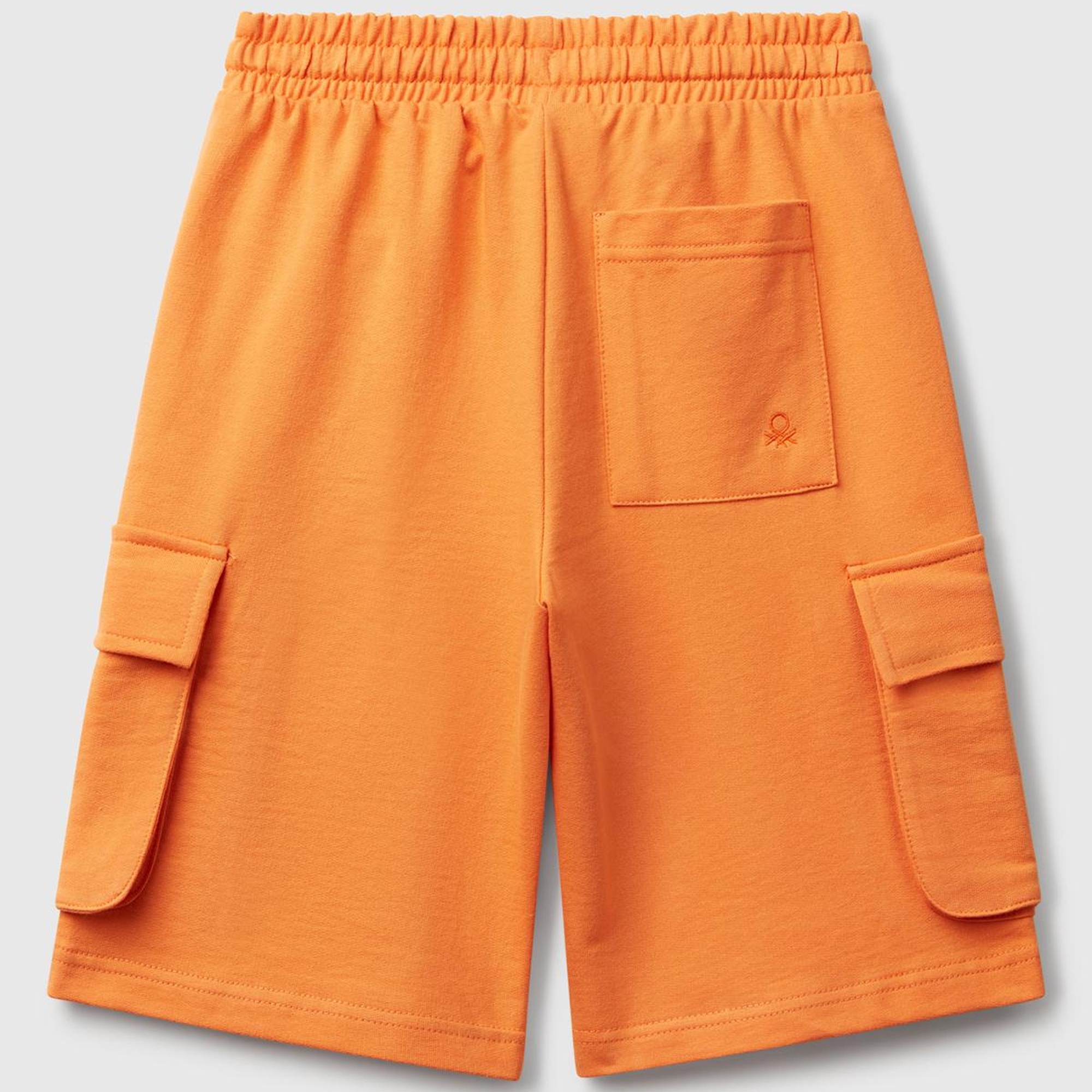 Erkek Çocuk Turuncu Beli Lastikli Logo Baskılı Yama Cepli Bermuda Şort