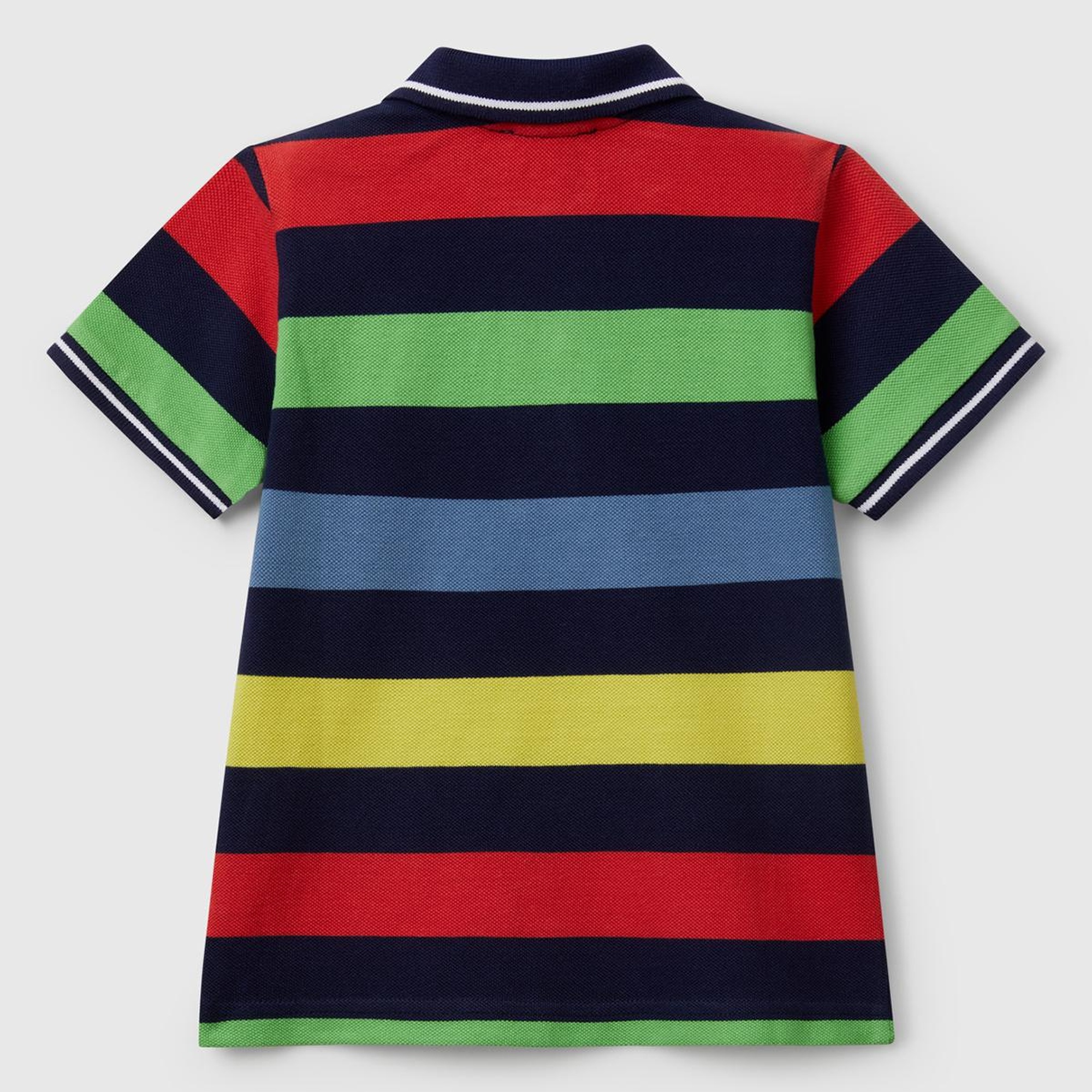 Erkek Çocuk Koyu Renkli Mix Çizgili Logo İşlemeli Polo T-Shirt