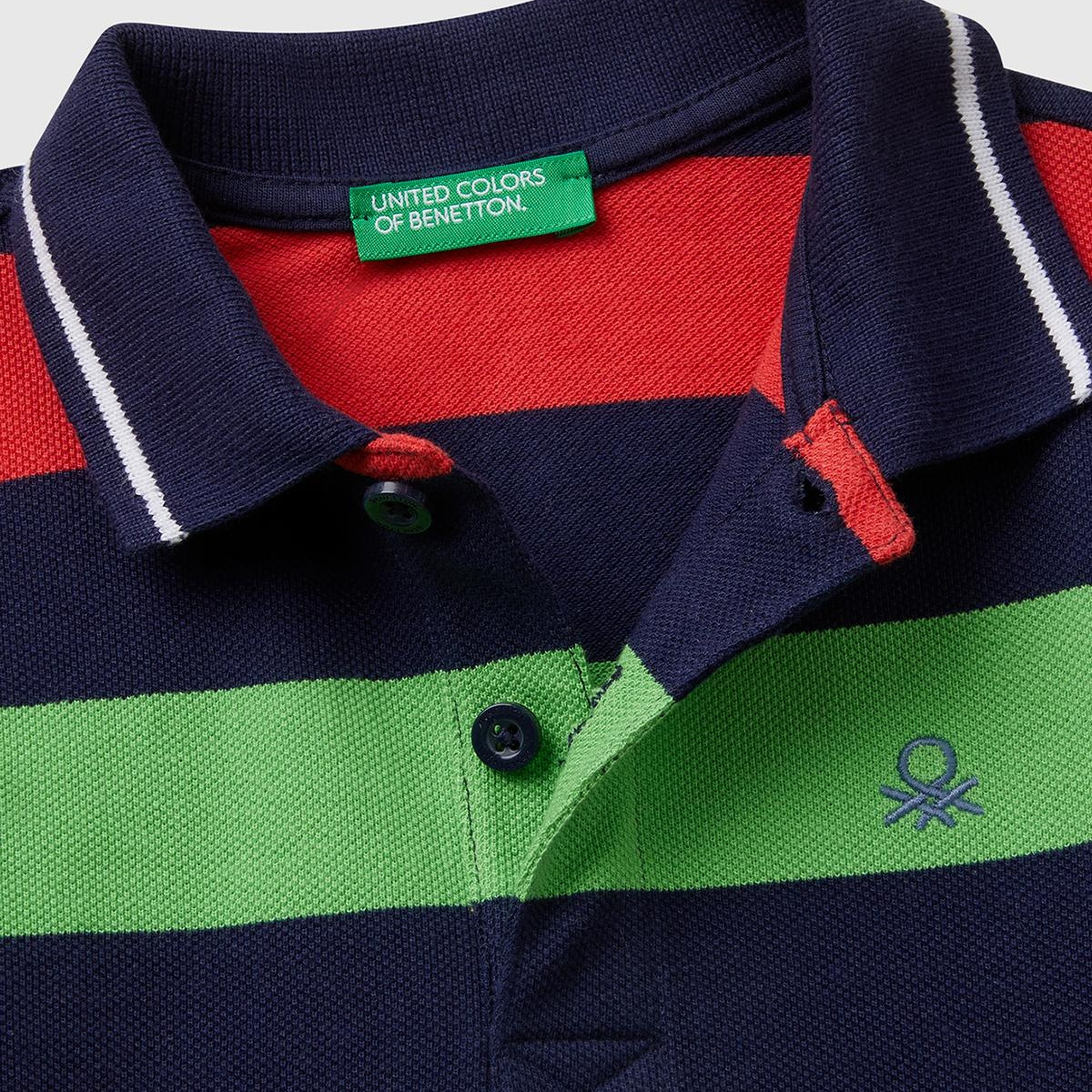 Erkek Çocuk Koyu Renkli Mix Çizgili Logo İşlemeli Polo T-Shirt