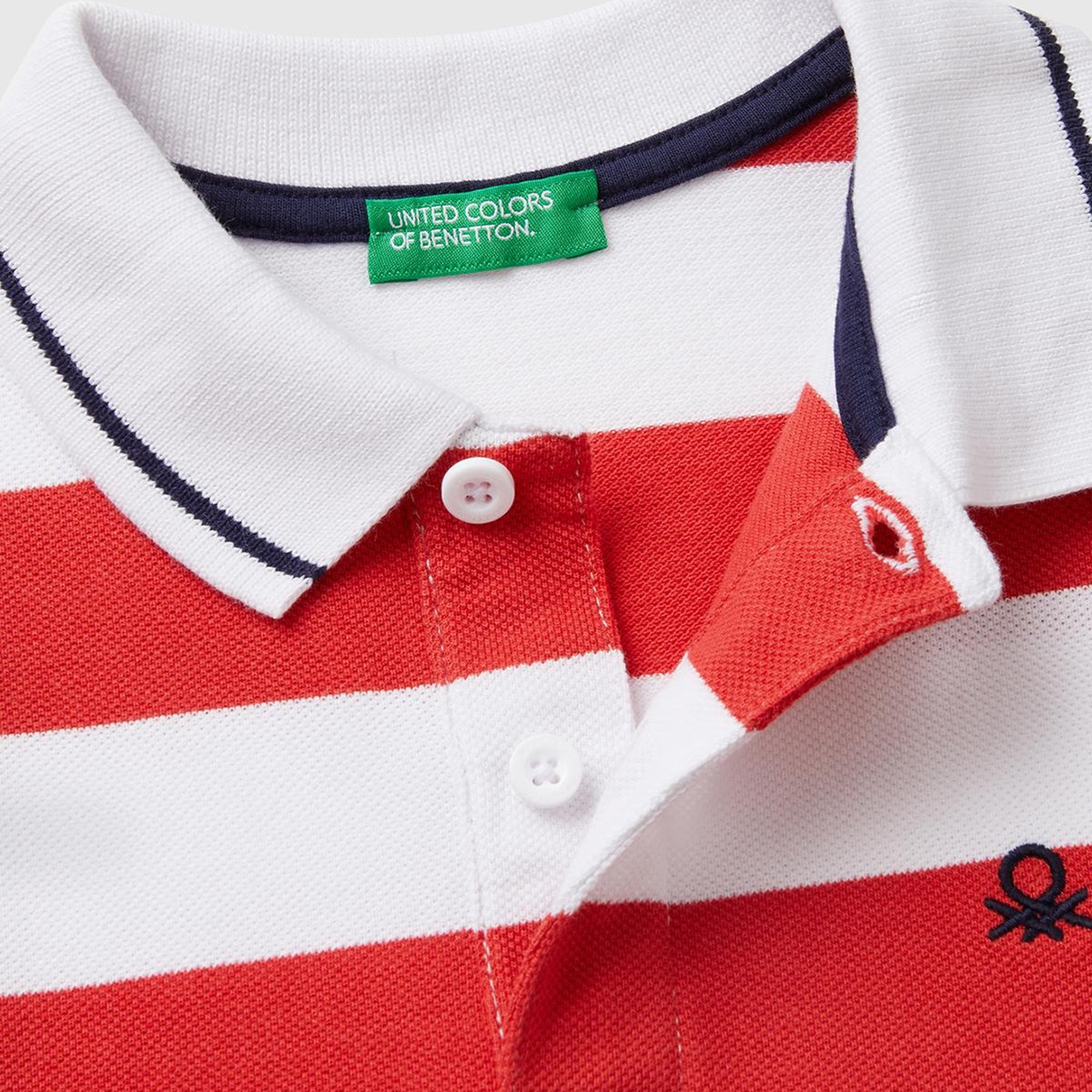 Erkek Çocuk Kırmızı Mix Çizgili Logo İşlemeli Polo T-Shirt