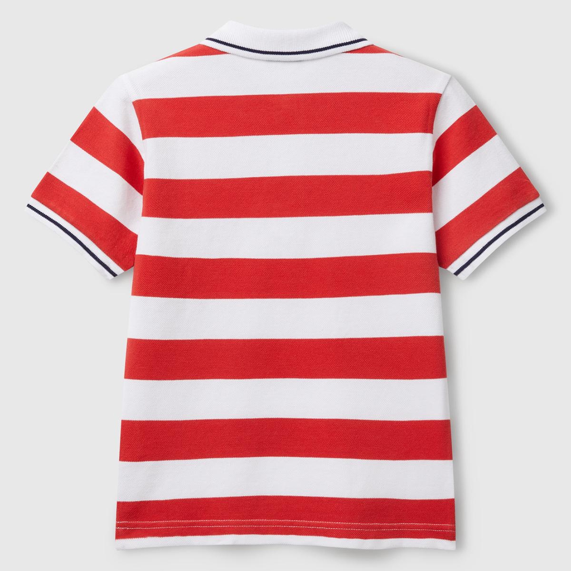 Erkek Çocuk Kırmızı Mix Çizgili Logo İşlemeli Polo T-Shirt