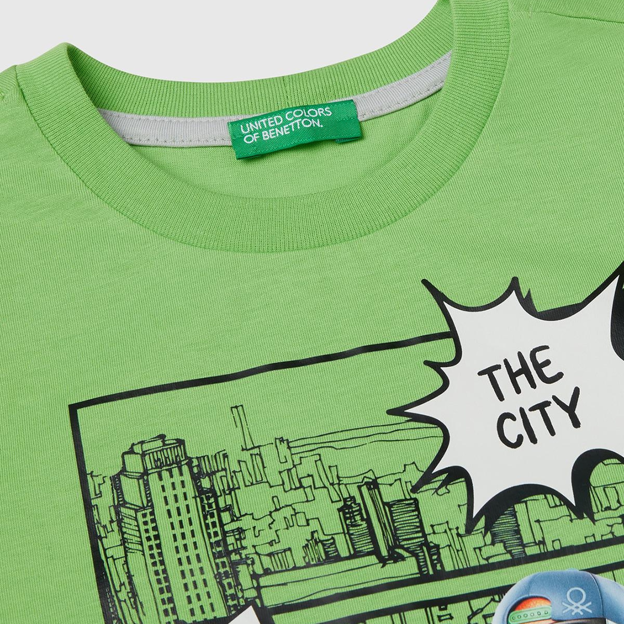 Erkek Çocuk Fıstık Yeşili Fotoğraf Baskılı Bisiklet Yaka T-Shirt