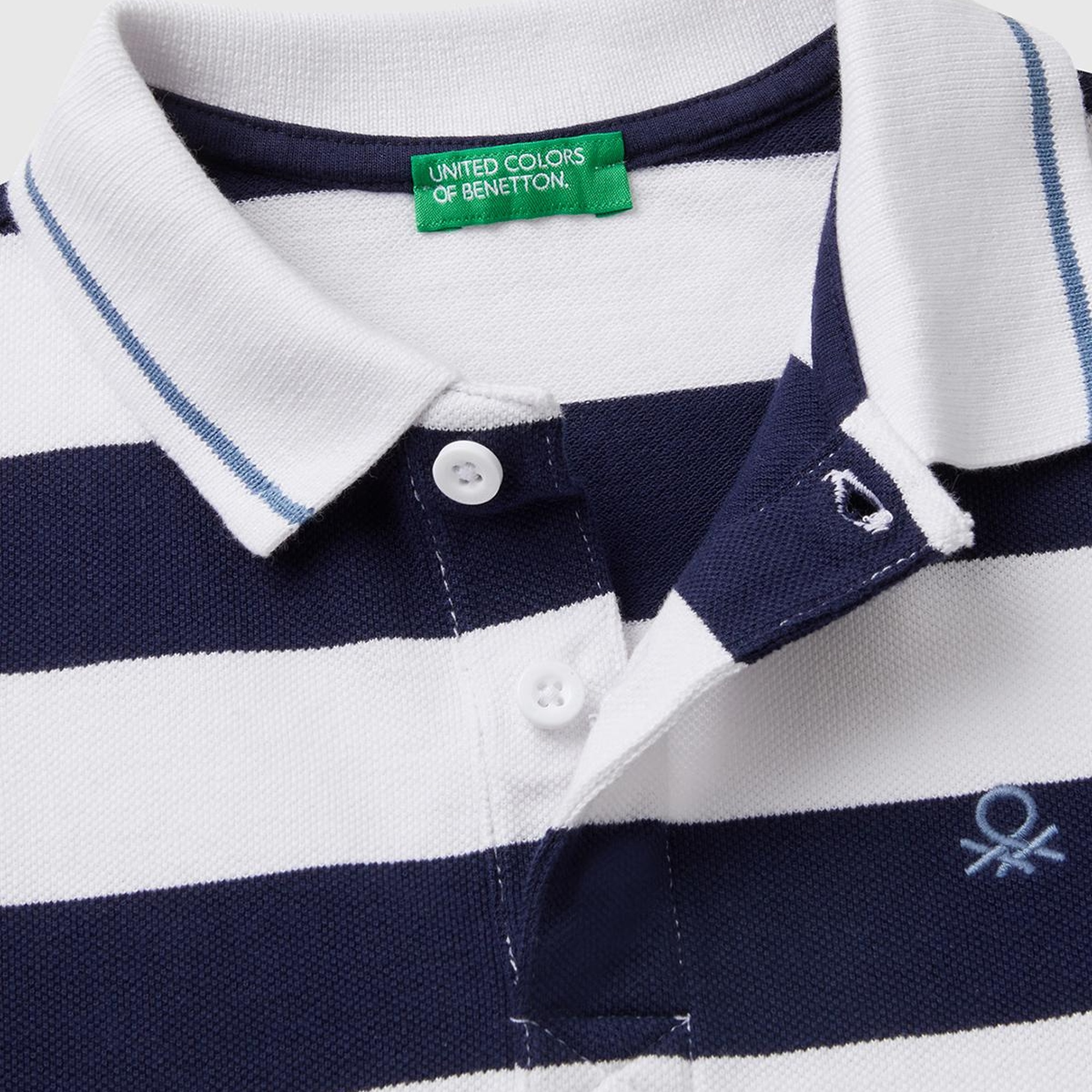 Erkek Çocuk Lacivert Mix Çizgili Logo İşlemeli Polo T-Shirt