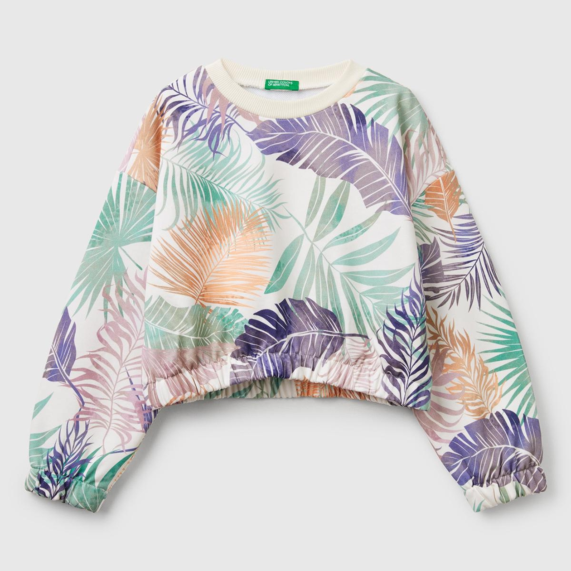 Kız Çocuk Renkli Mix Tamamı Desenli Logo Etiketli Ribanalı Sweatshirt