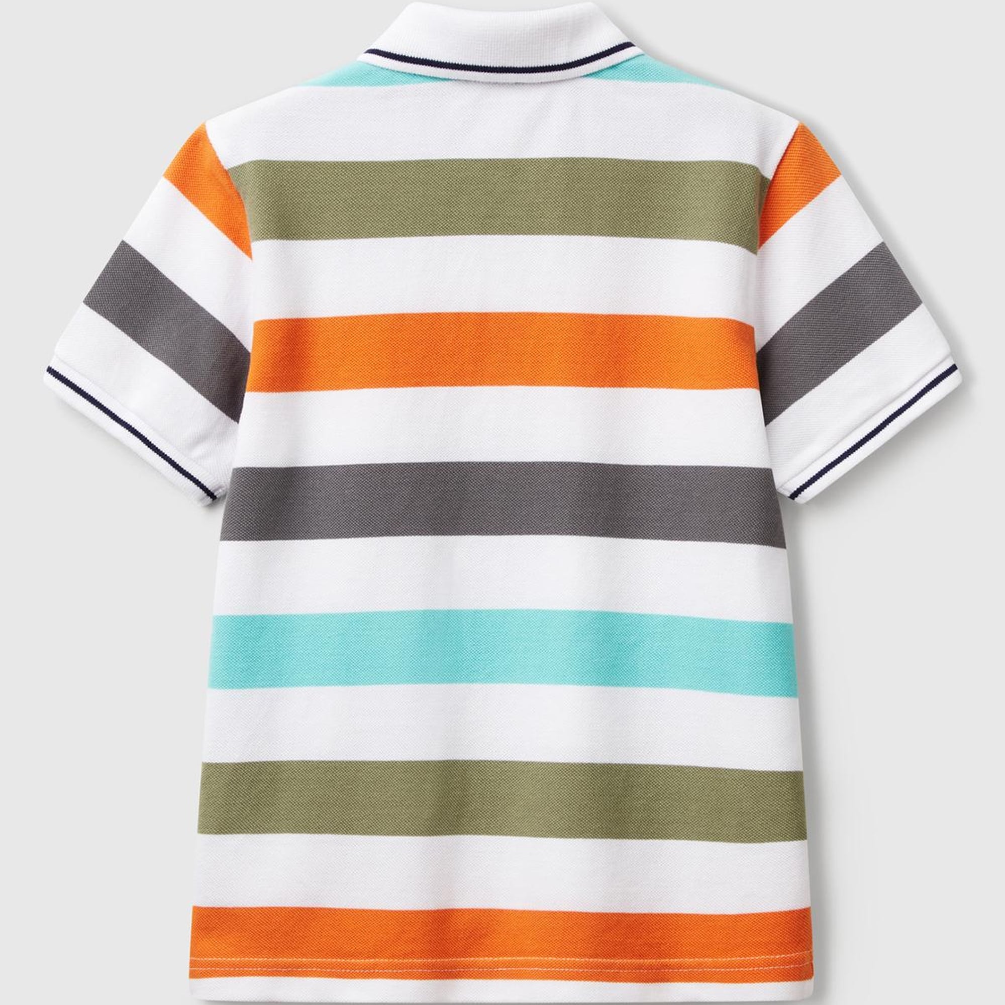 Erkek Çocuk Turuncu Mix Çizgili Logo İşlemeli Polo T-Shirt