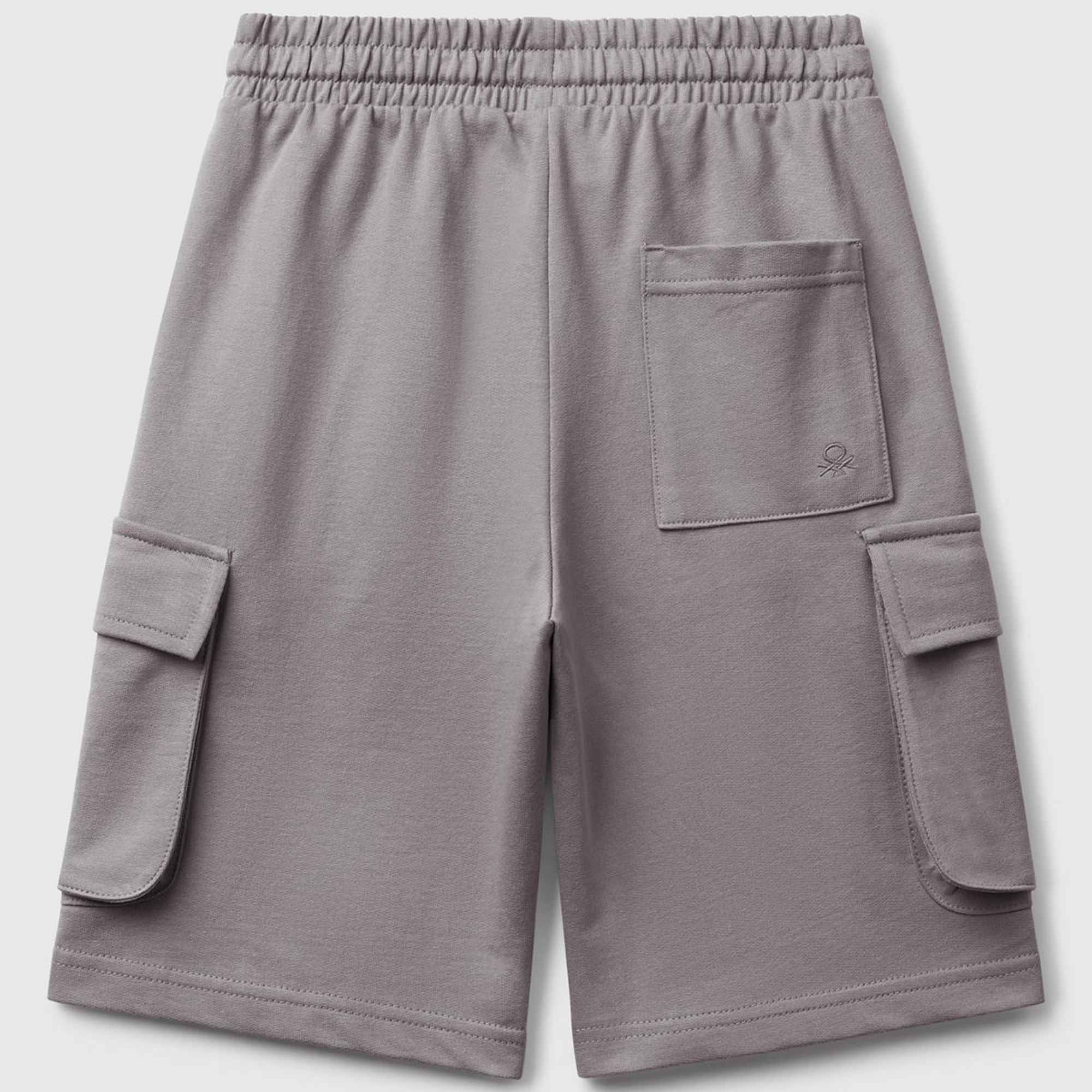 Erkek Çocuk Antrasit Beli Lastikli Logo Baskılı Yama Cepli Bermuda Şort