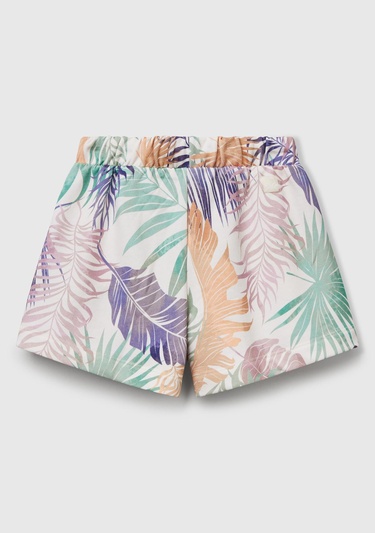  Kız Çocuk Renkli Mix Tamamı Baskılı Logo Etiketli Beli İpli Şort