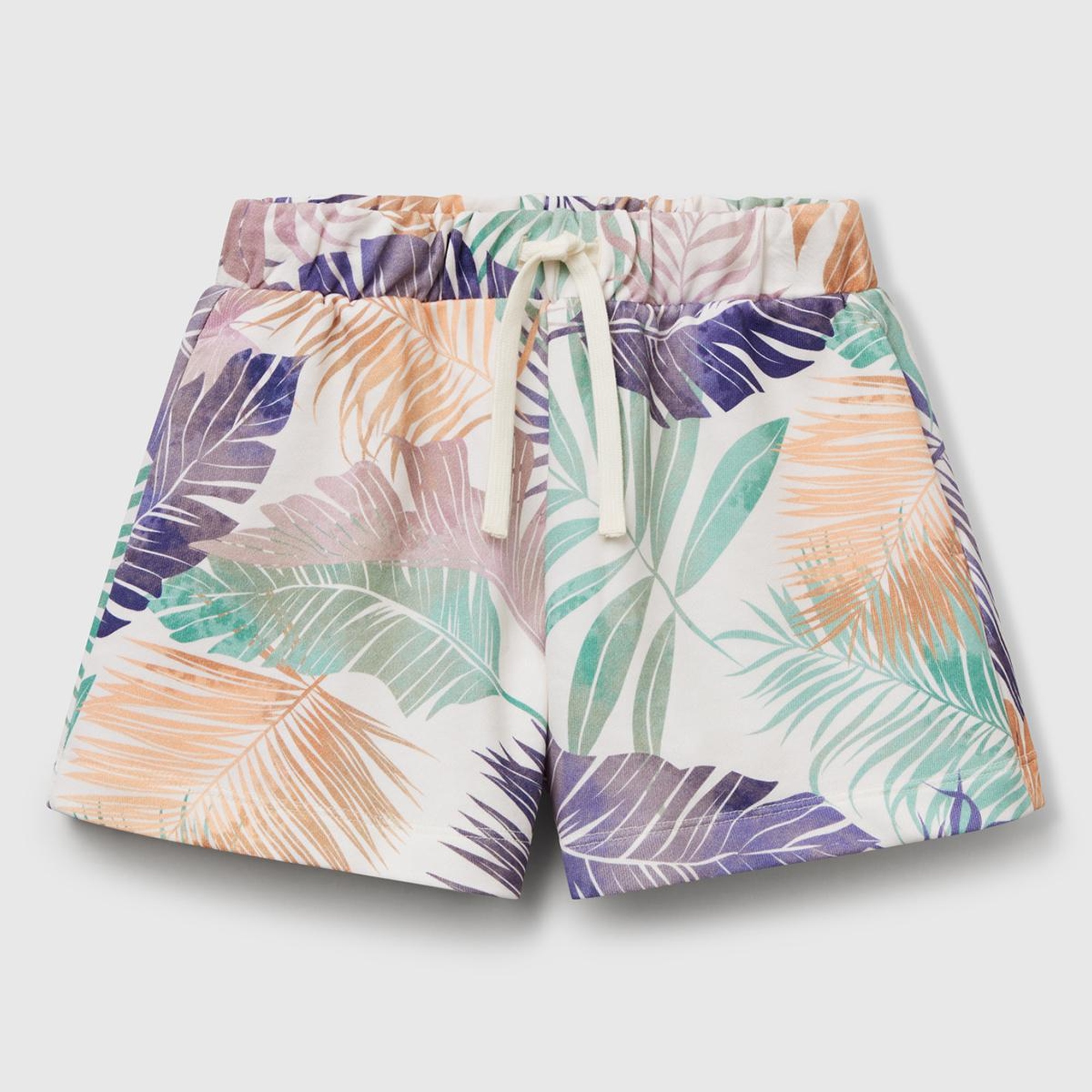 Kız Çocuk Renkli Mix Tamamı Baskılı Logo Etiketli Beli İpli Şort