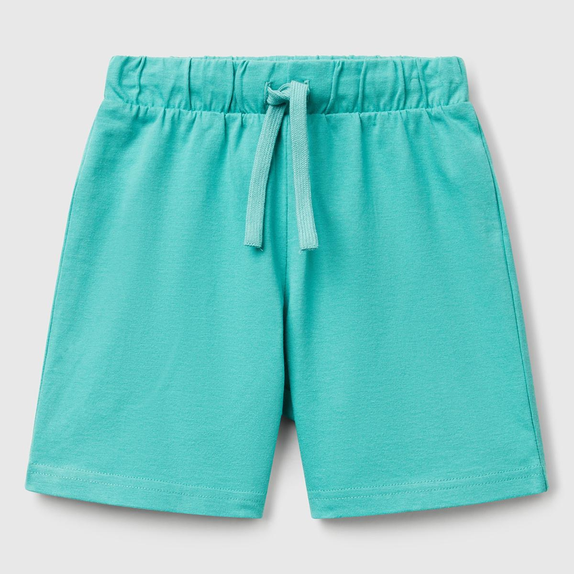 Erkek Çocuk Mint Yeşili Benetton Logolu Bermuda Penye Şort