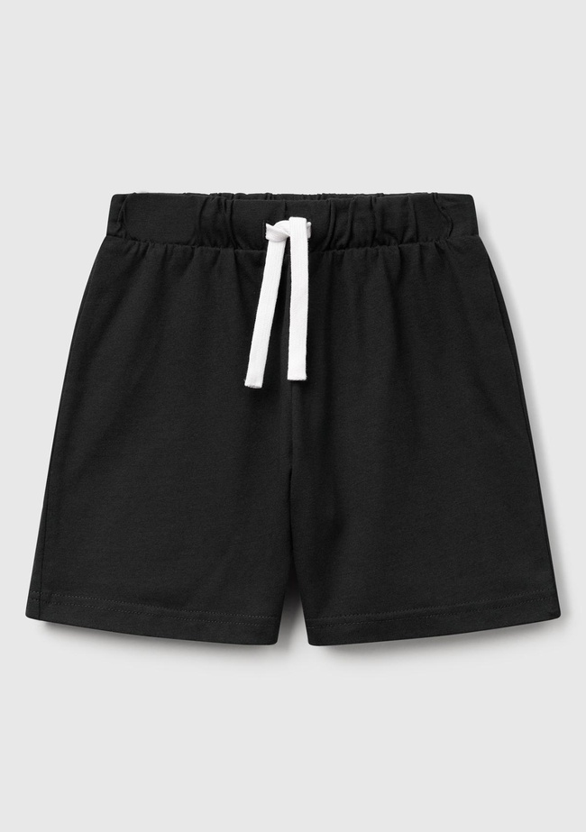  Erkek Çocuk Siyah Benetton Logolu Bermuda Penye Şort