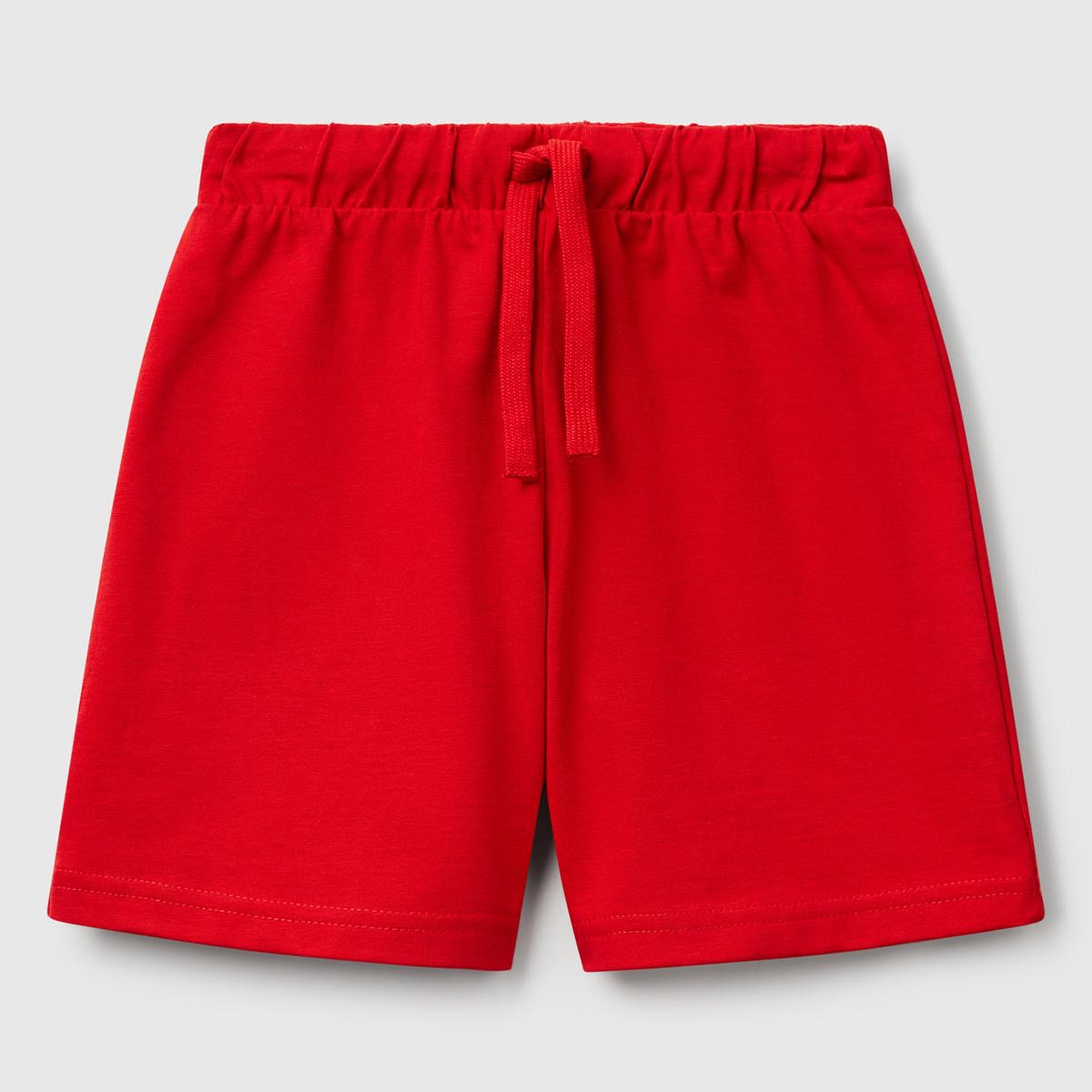 Erkek Çocuk Kırmızı Benetton Logolu Bermuda Penye Şort