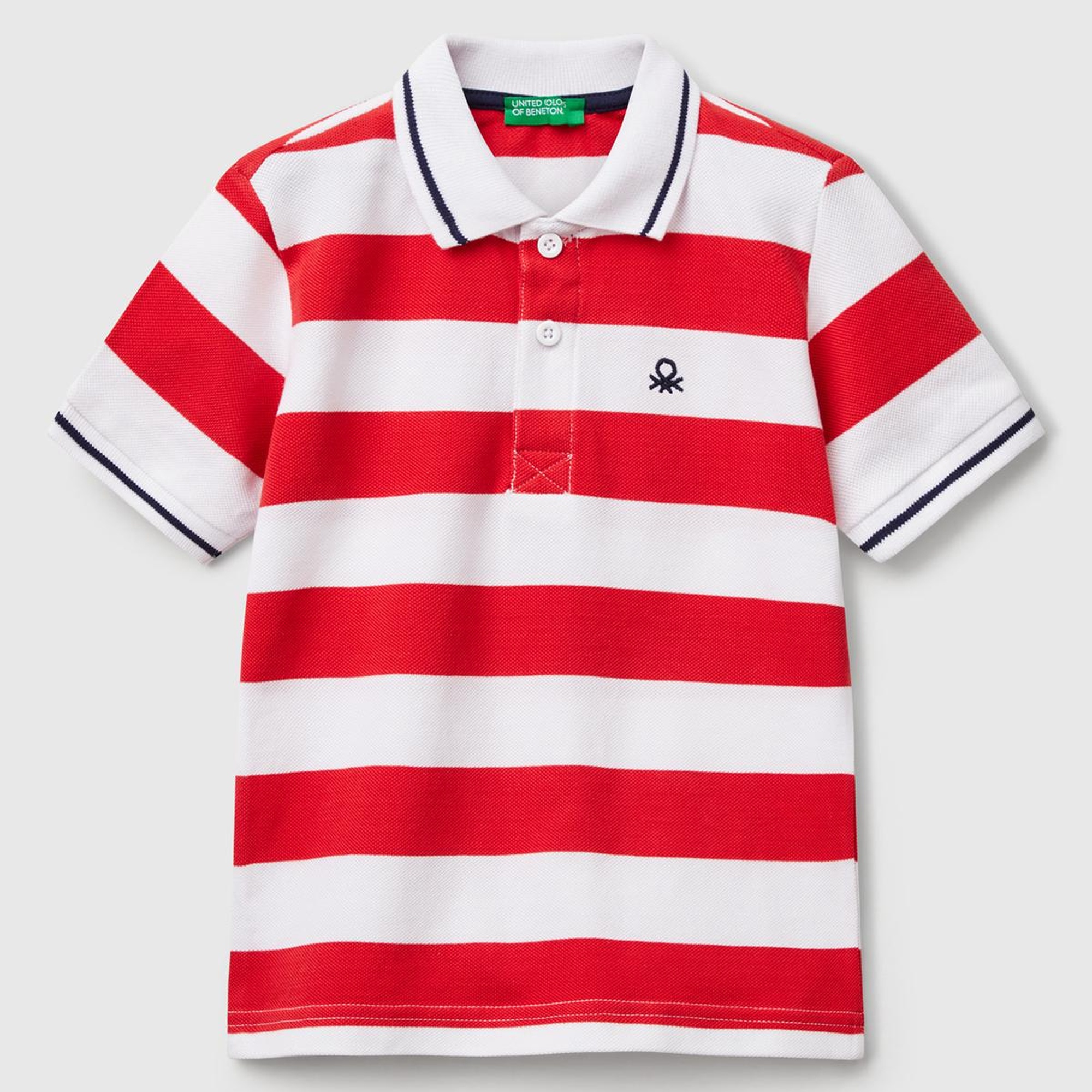 Erkek Çocuk Kırmızı Çizgili Logo İşlemeli Polo T-Shirt