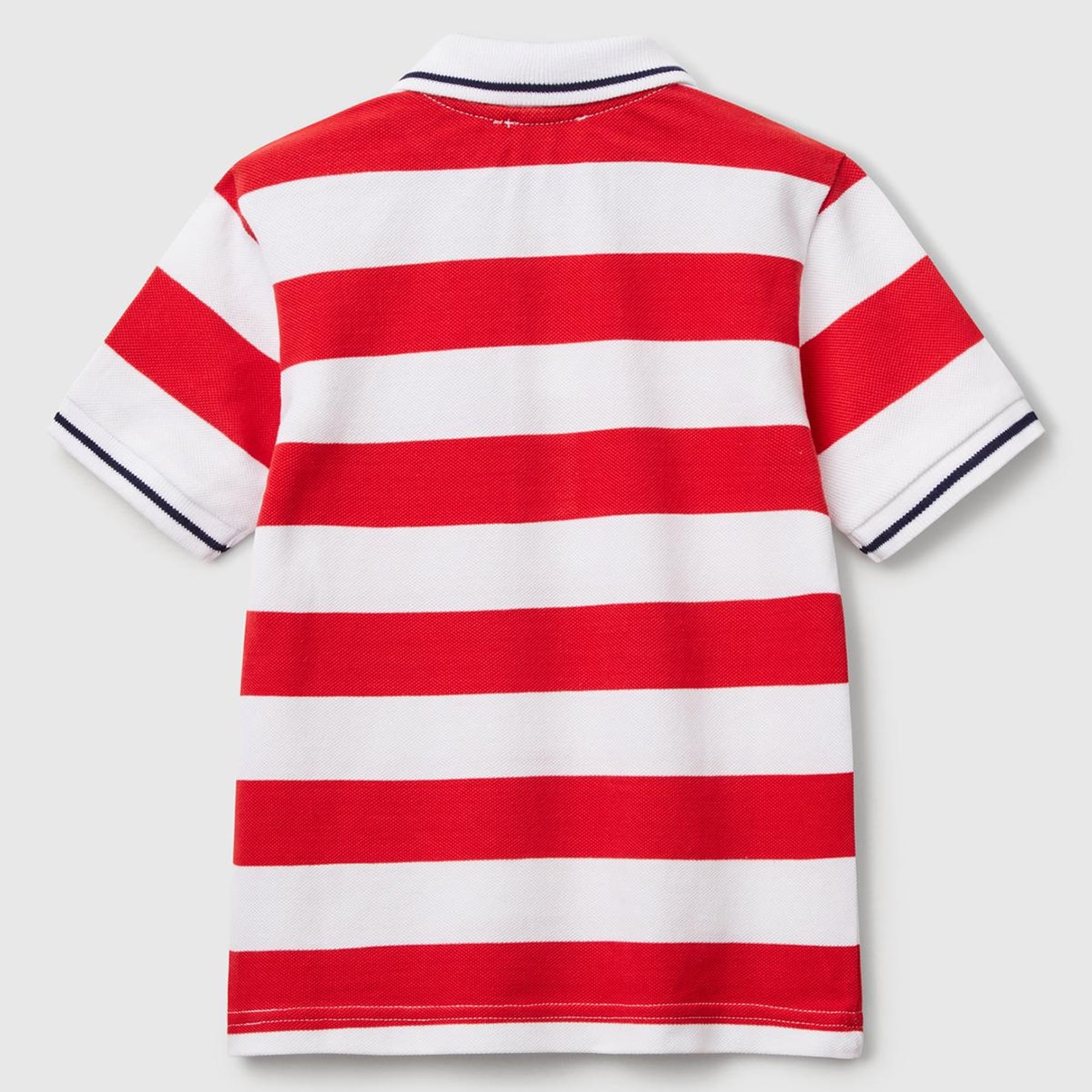 Erkek Çocuk Kırmızı Çizgili Logo İşlemeli Polo T-Shirt