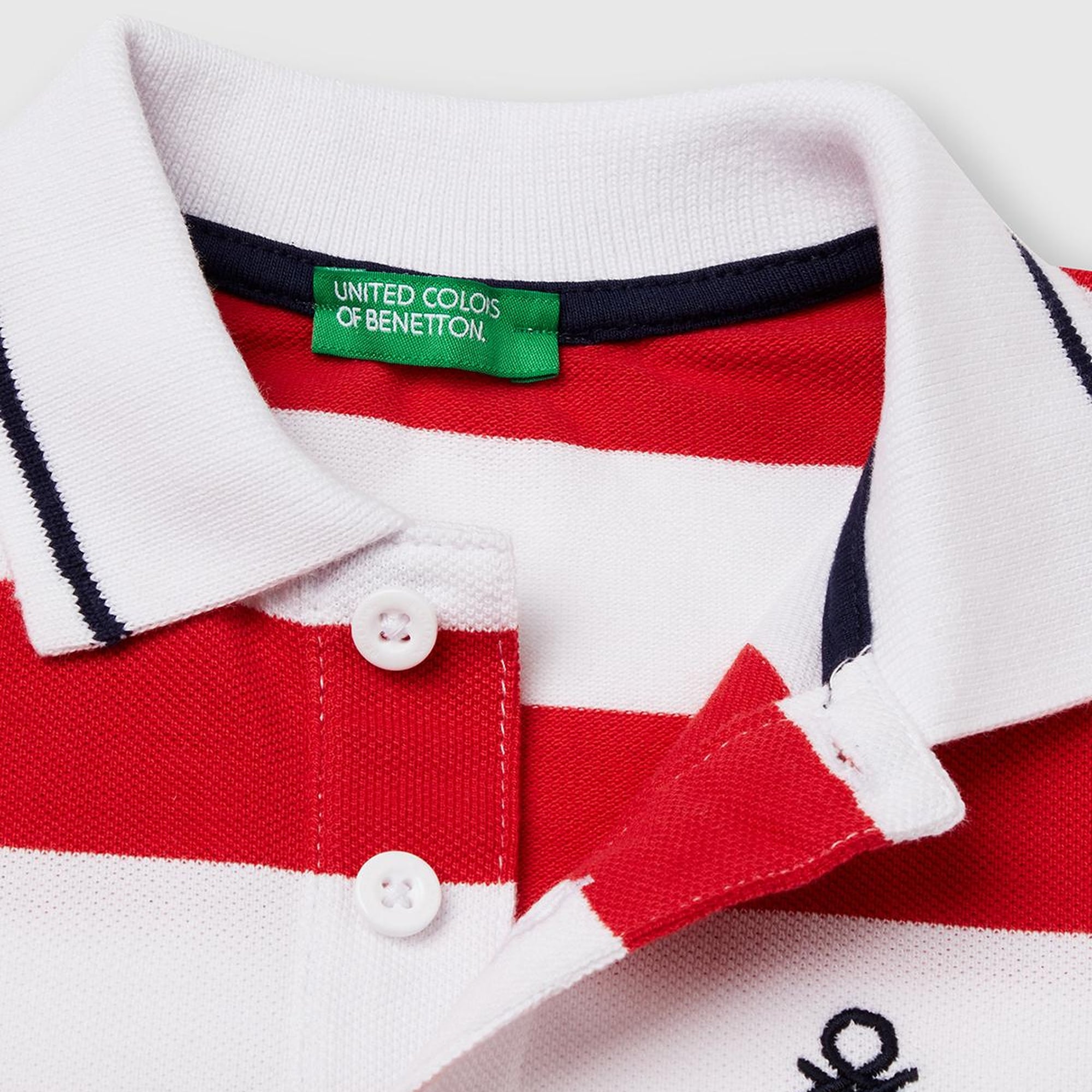 Erkek Çocuk Kırmızı Çizgili Logo İşlemeli Polo T-Shirt