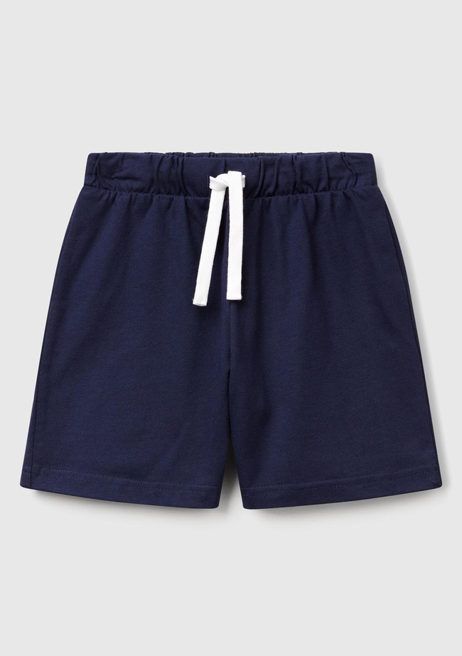  Erkek Çocuk Lacivert Benetton Logolu Bermuda Penye Şort