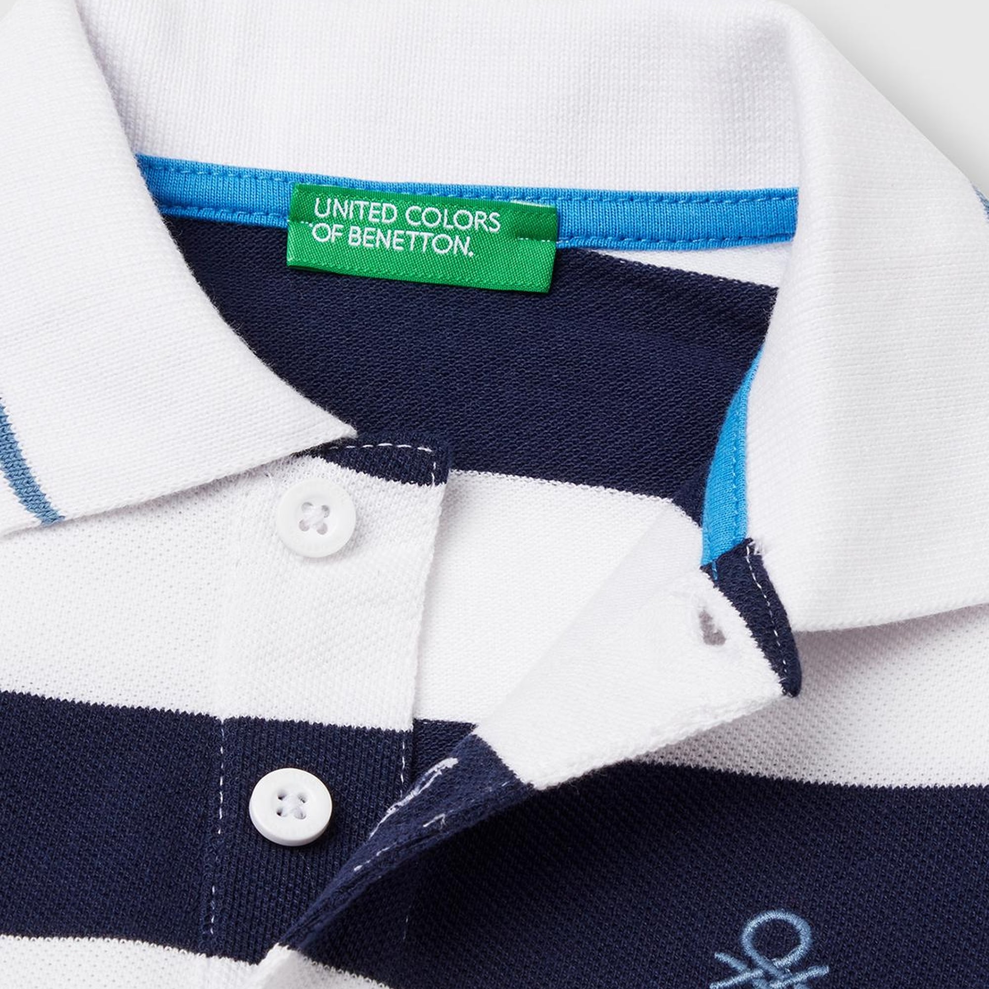 Erkek Çocuk Lacivert Mix Çizgili Logo İşlemeli Polo T-Shirt