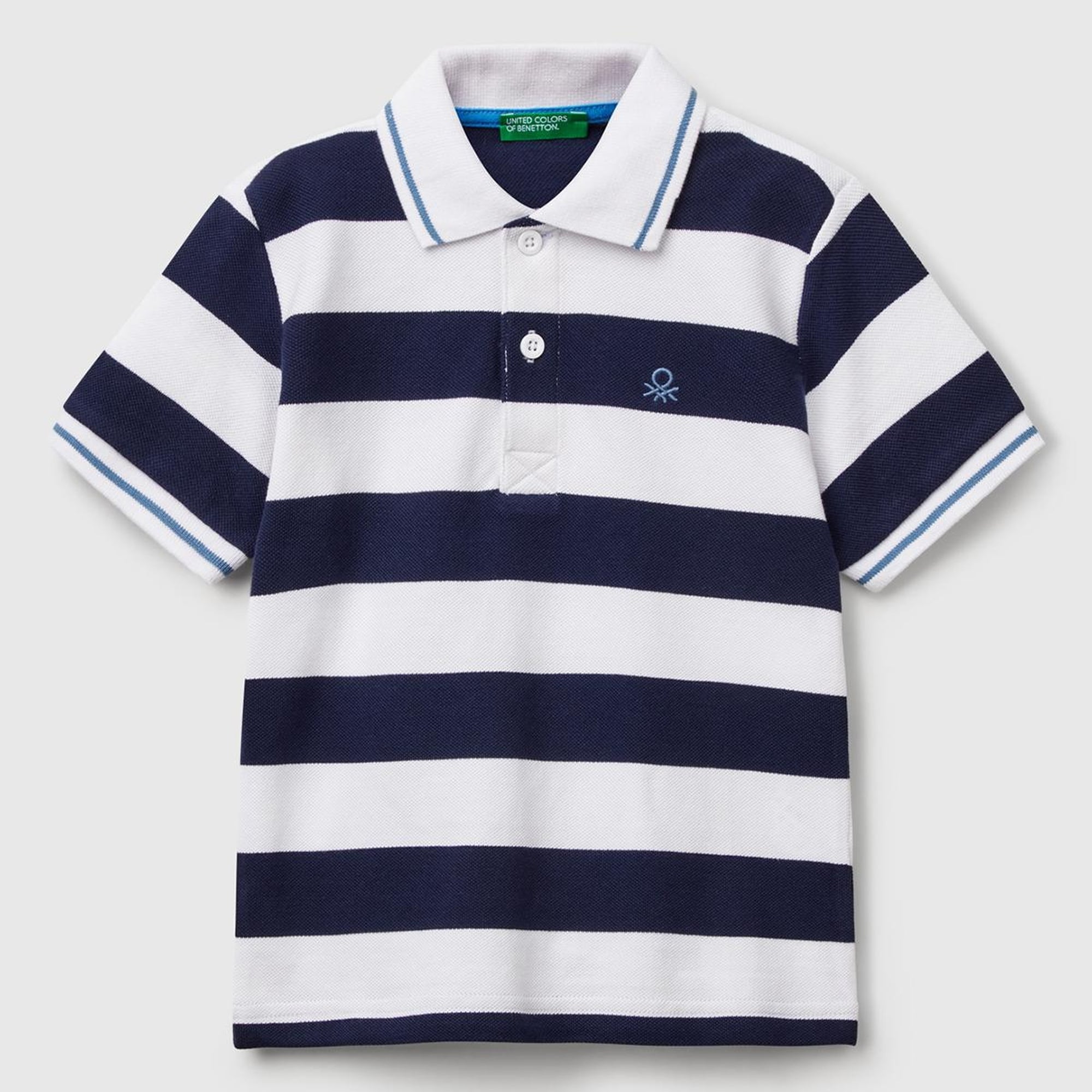 Erkek Çocuk Lacivert Mix Çizgili Logo İşlemeli Polo T-Shirt