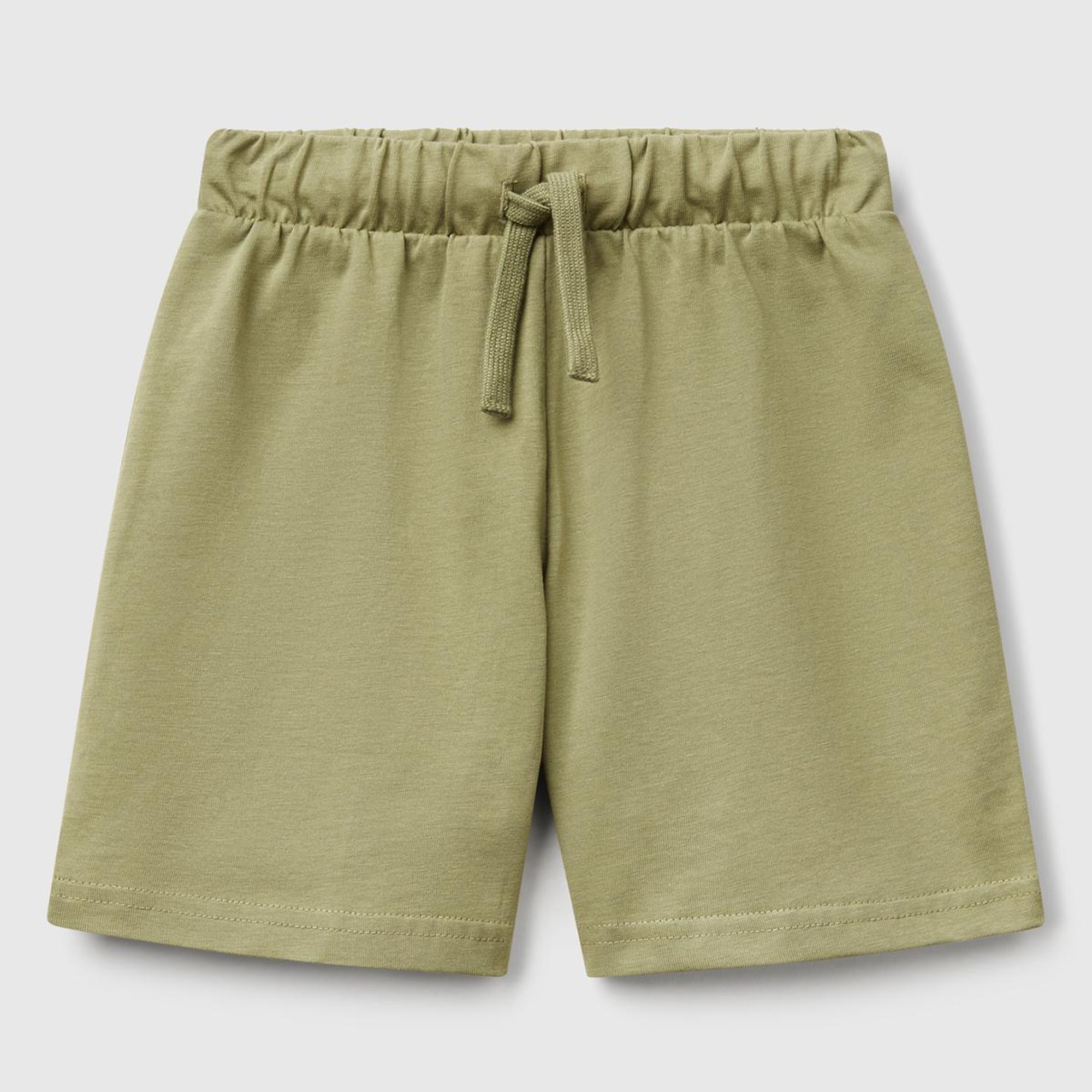 Erkek Çocuk Haki Benetton Logolu Bermuda Penye Şort