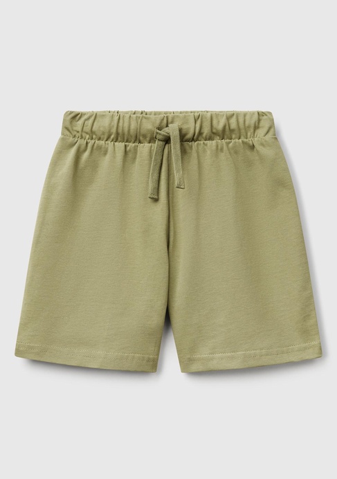  Erkek Çocuk Haki Benetton Logolu Bermuda Penye Şort