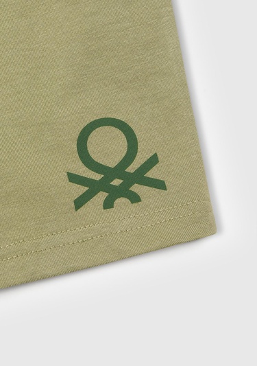  Erkek Çocuk Haki Benetton Logolu Bermuda Penye Şort