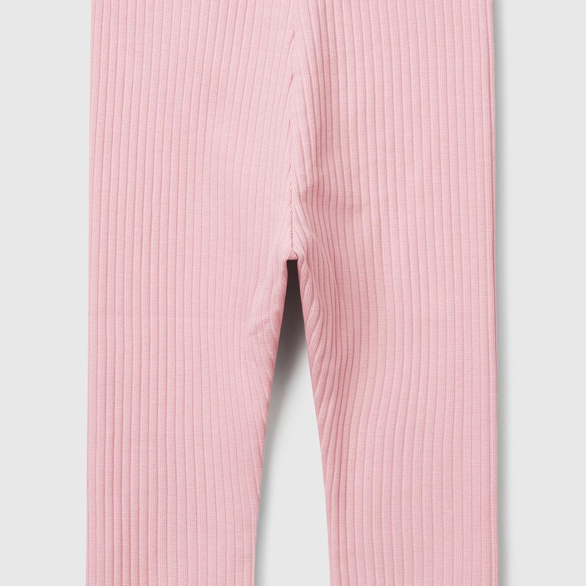 Kız Çocuk Pembe Logo Etiketi Detaylı Nervürlü Tayt