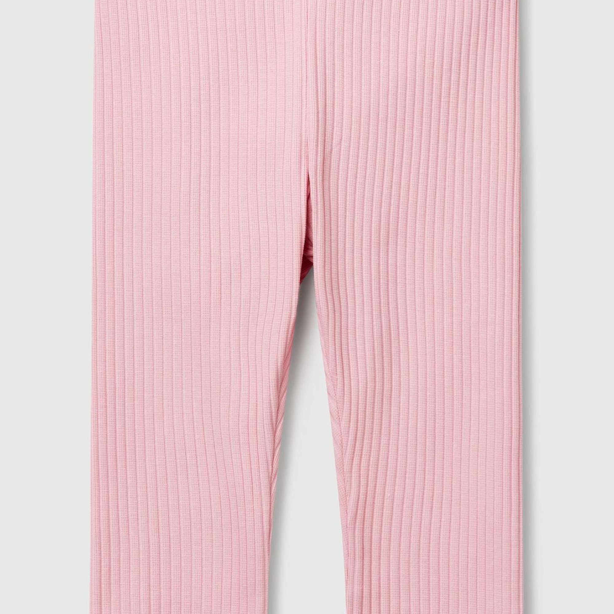 Kız Çocuk Pembe Logo Etiketi Detaylı Nervürlü Tayt