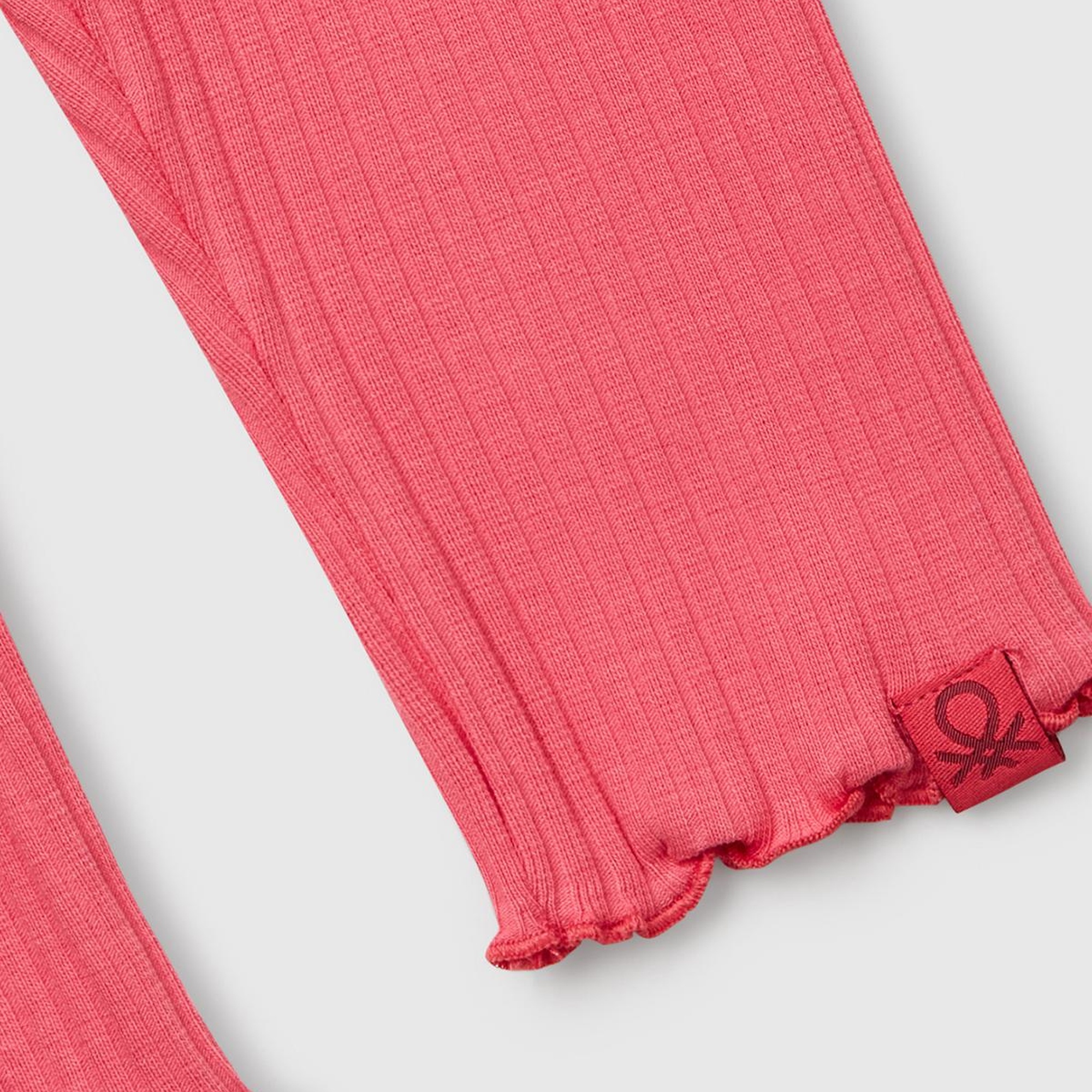 Kız Çocuk Fuşya Logo Etiketi Detaylı Nervürlü Tayt