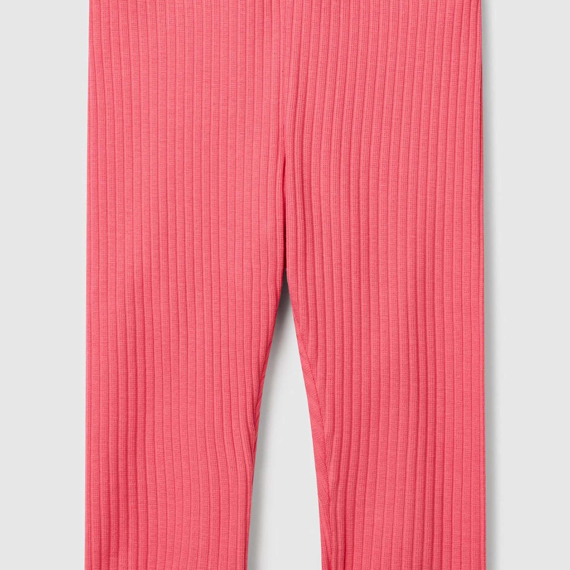 Kız Çocuk Fuşya Logo Etiketi Detaylı Nervürlü Tayt