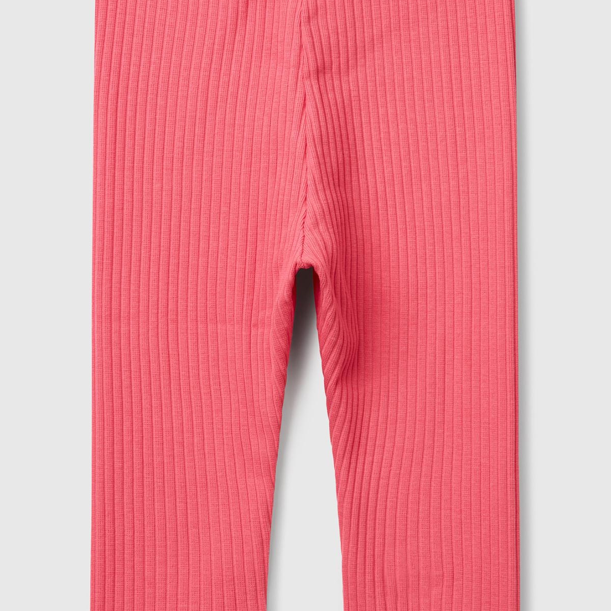 Kız Çocuk Fuşya Logo Etiketi Detaylı Nervürlü Tayt