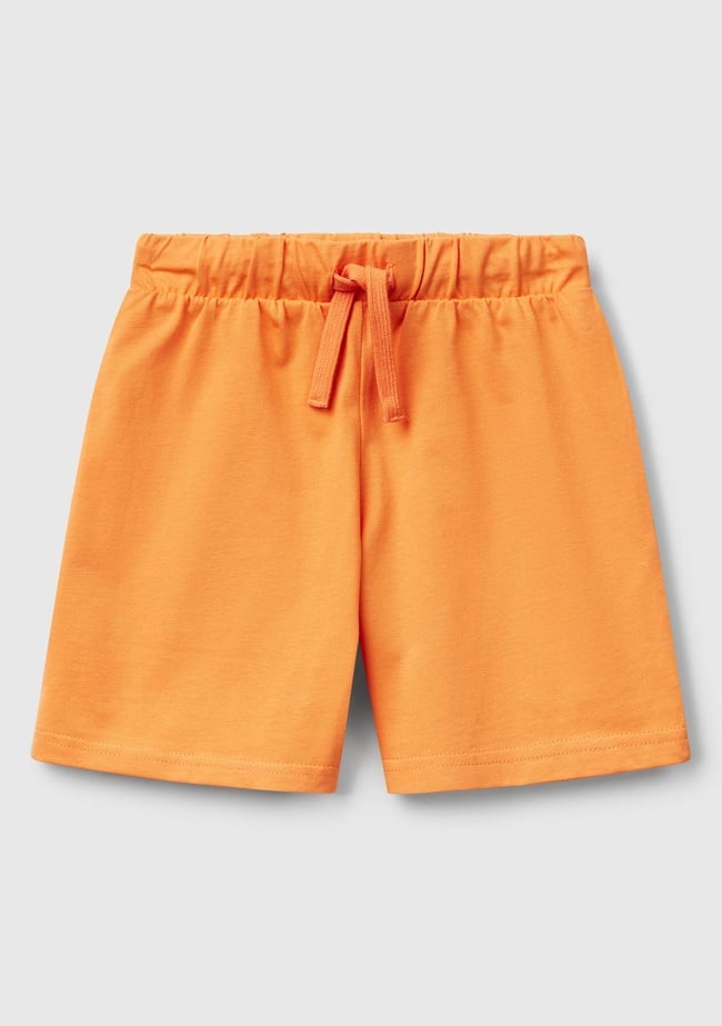  Erkek Çocuk Turuncu Benetton Logolu Bermuda Penye Şort