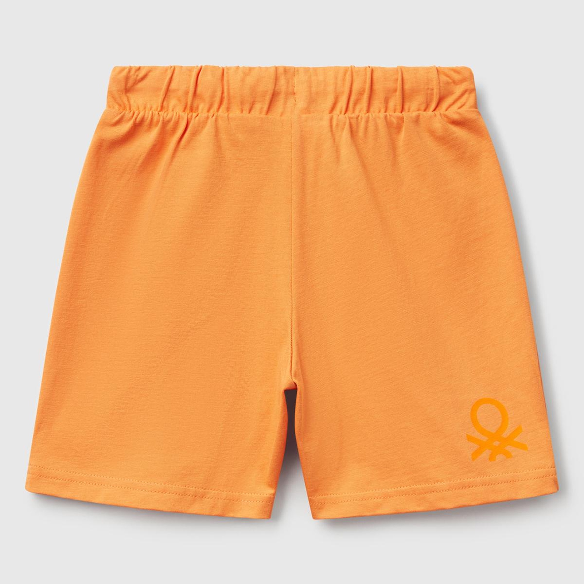 Erkek Çocuk Turuncu Benetton Logolu Bermuda Penye Şort