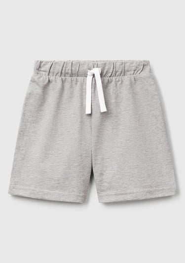  Erkek Çocuk Gri Melanj Benetton Logolu Bermuda Penye Şort