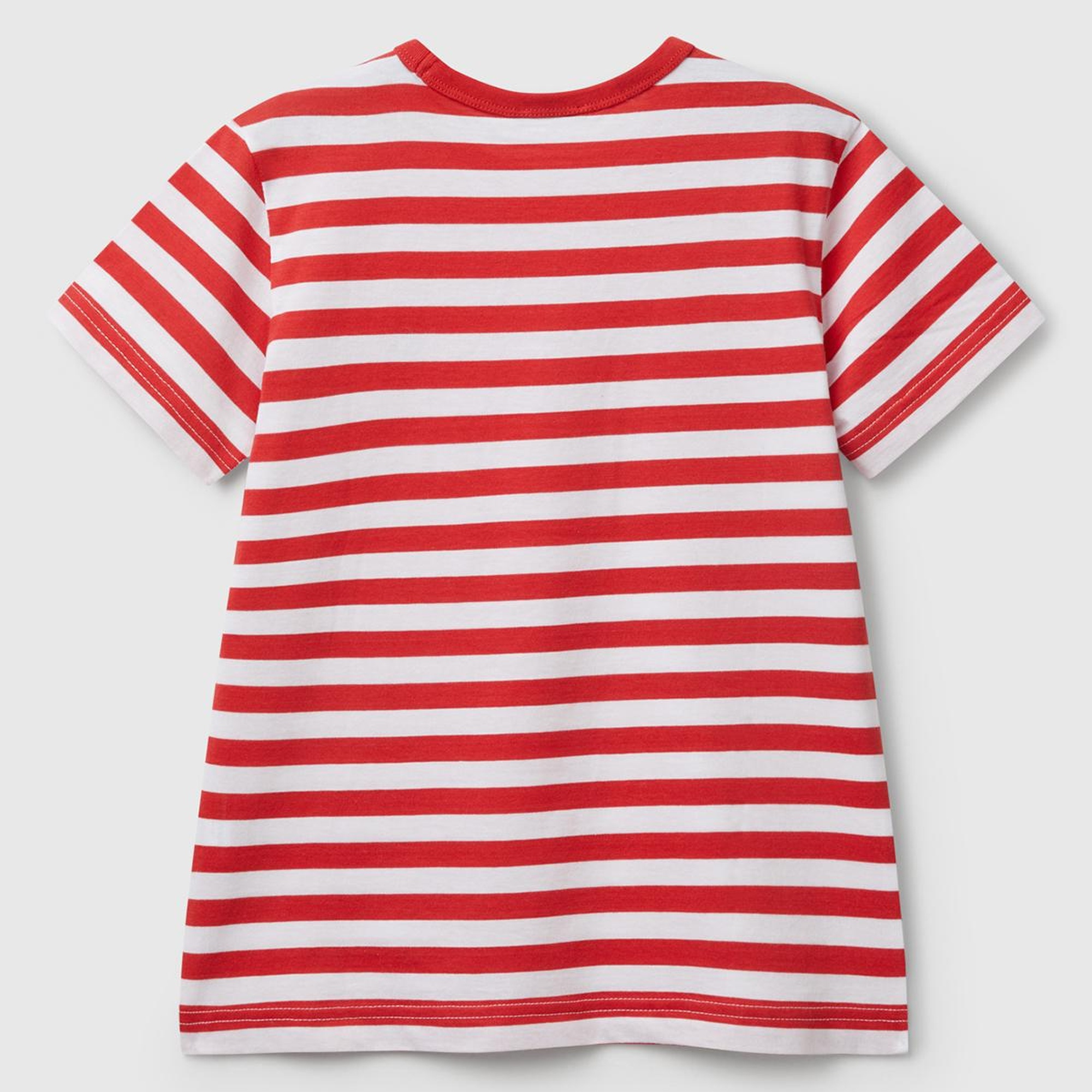 Erkek Çocuk Kırmızı Çizgili Önü Logo İşlemeli T-Shirt