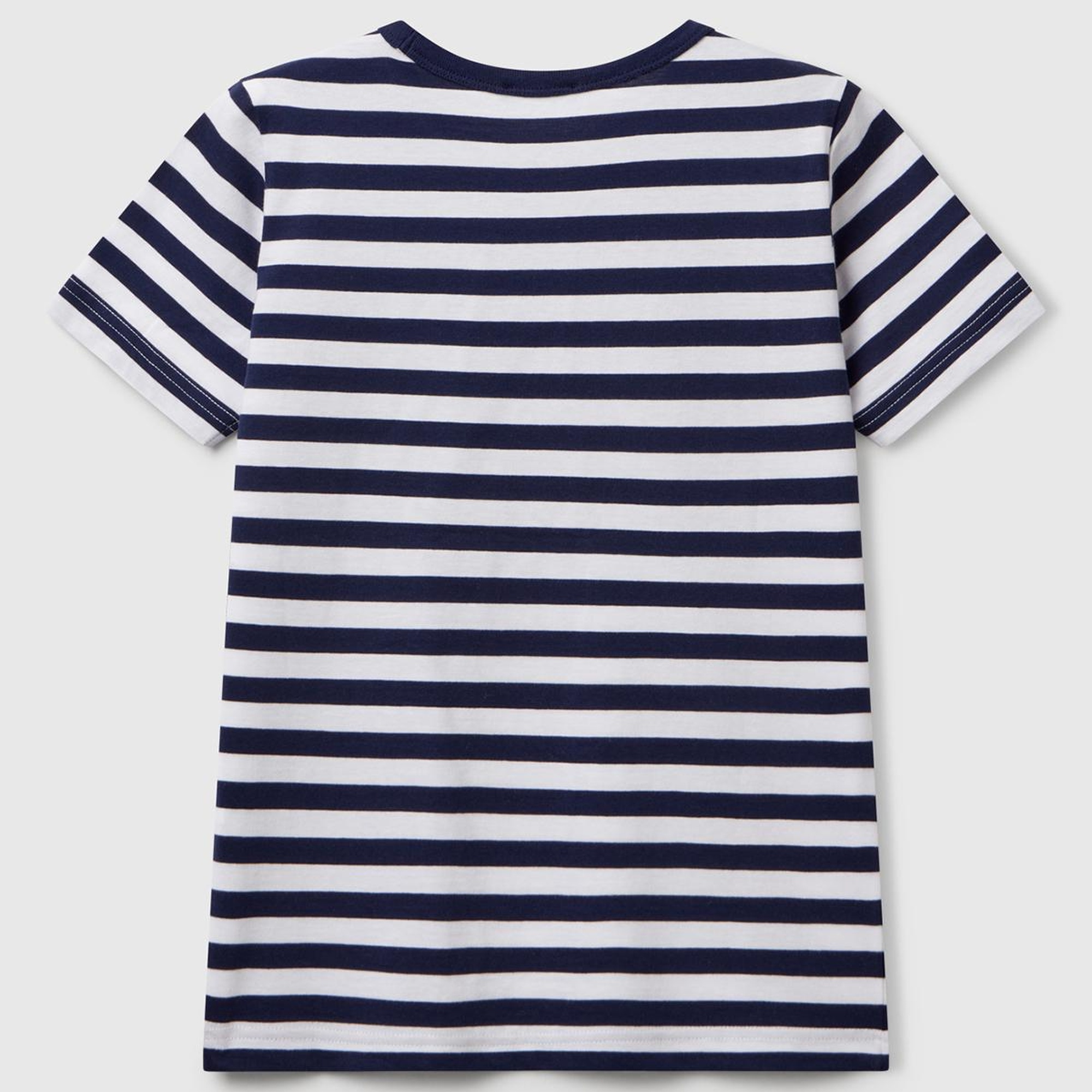 Erkek Çocuk Lacivert Çizgili Önü Logo İşlemeli T-Shirt