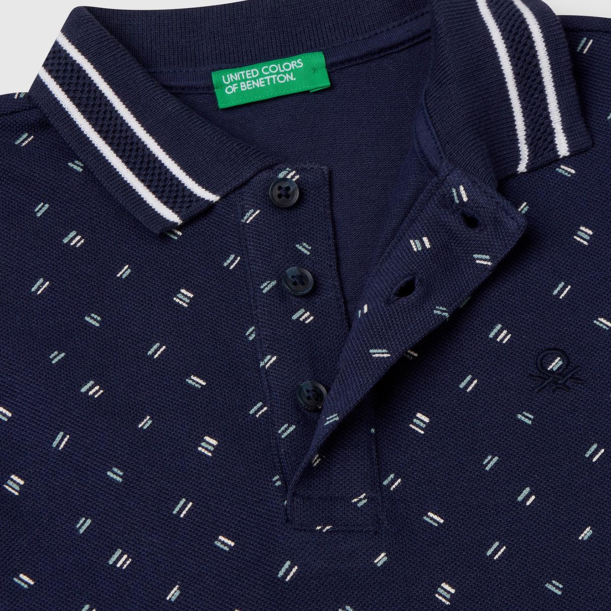 Erkek Çocuk Lacivert Desenli Çizgili Polo T-Shirt